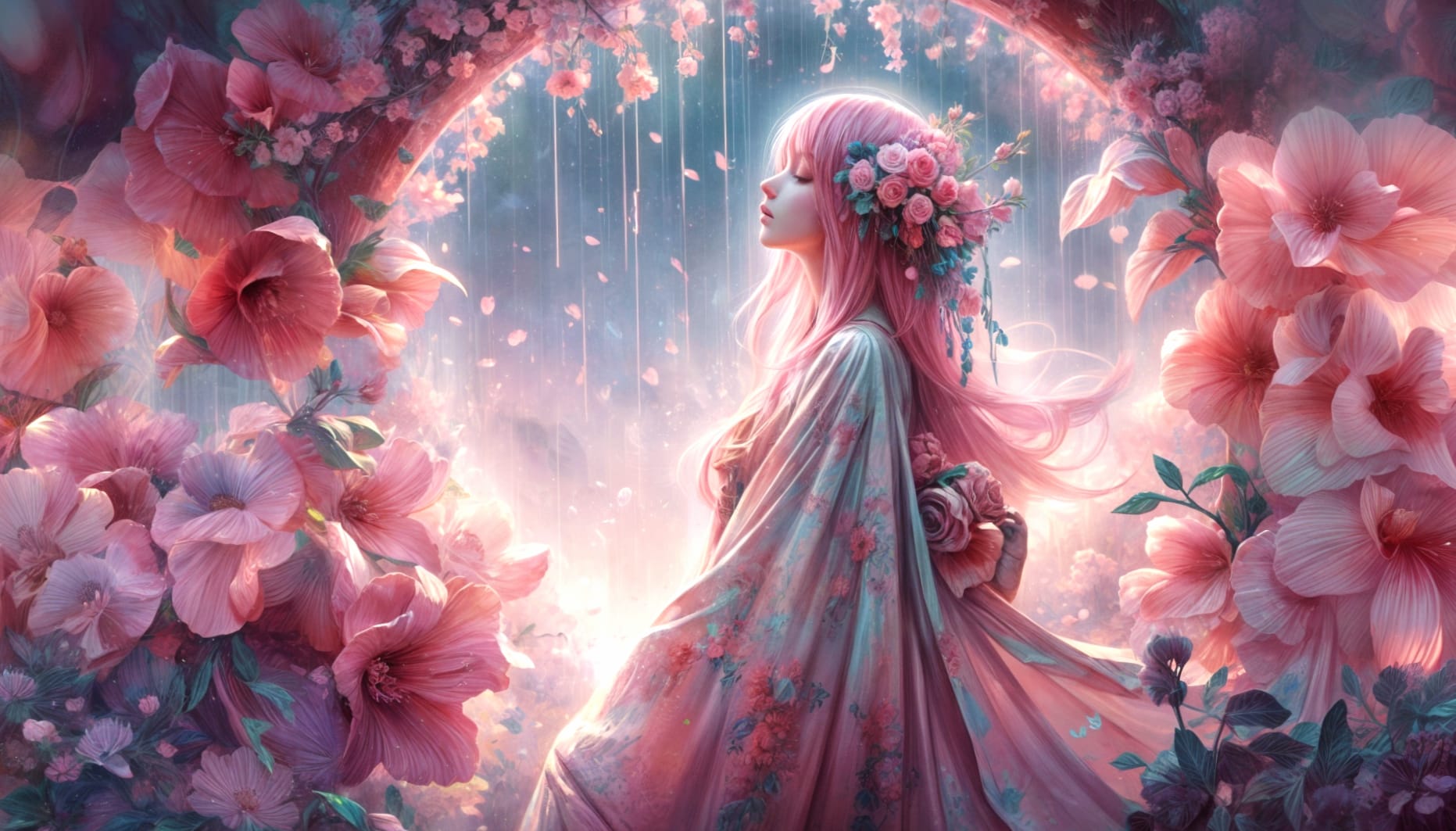 Flower Kimono Rain wallpapers HD quality