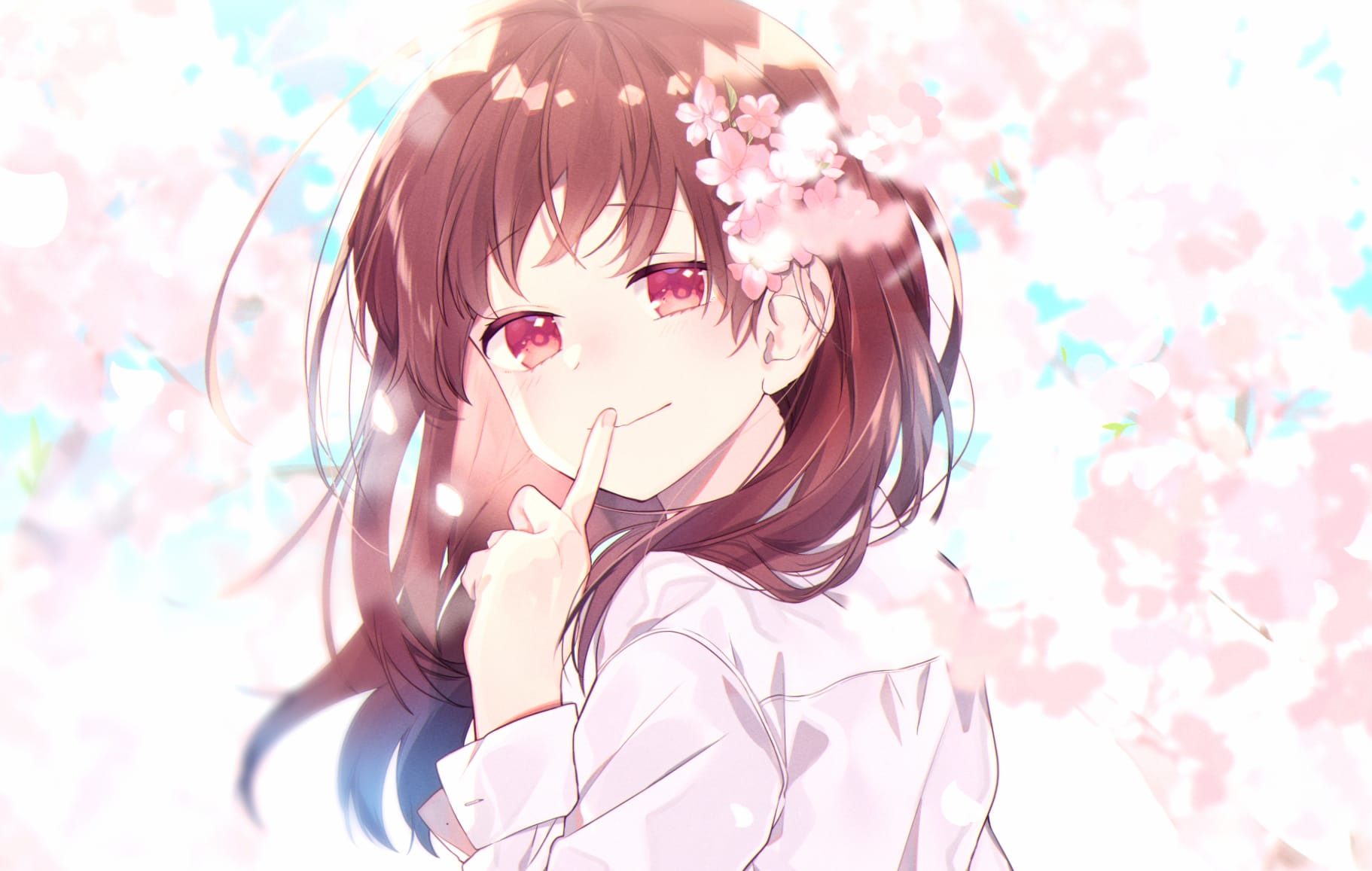 Flower Red Eyes Anime Original at 1024 x 1024 iPad size wallpapers HD quality