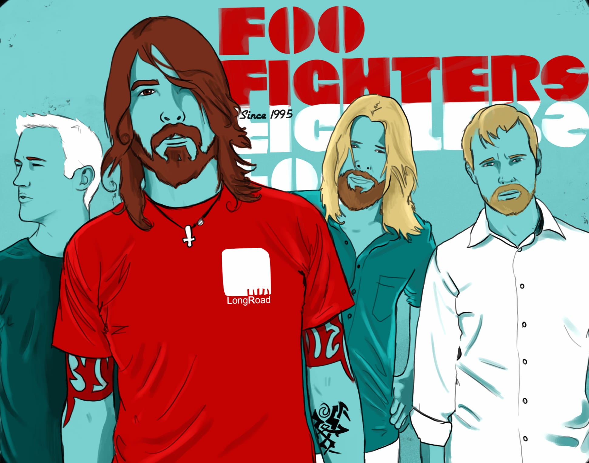 Foo Fighters Rock Legends in Stunning Artistry at 320 x 480 iPhone size wallpapers HD quality