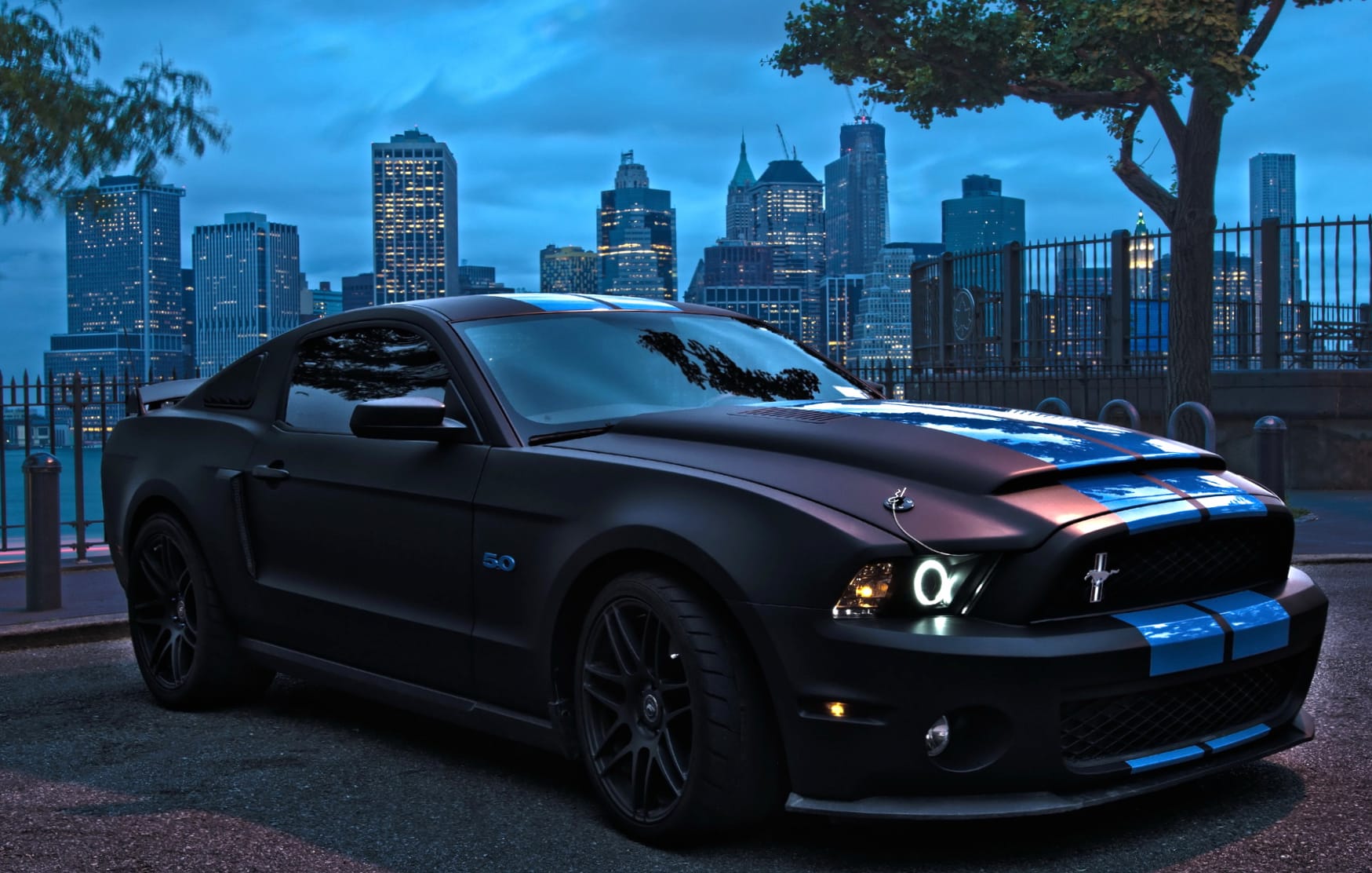 Ford Mustang - Sleek Black Beauty at 320 x 480 iPhone size wallpapers HD quality