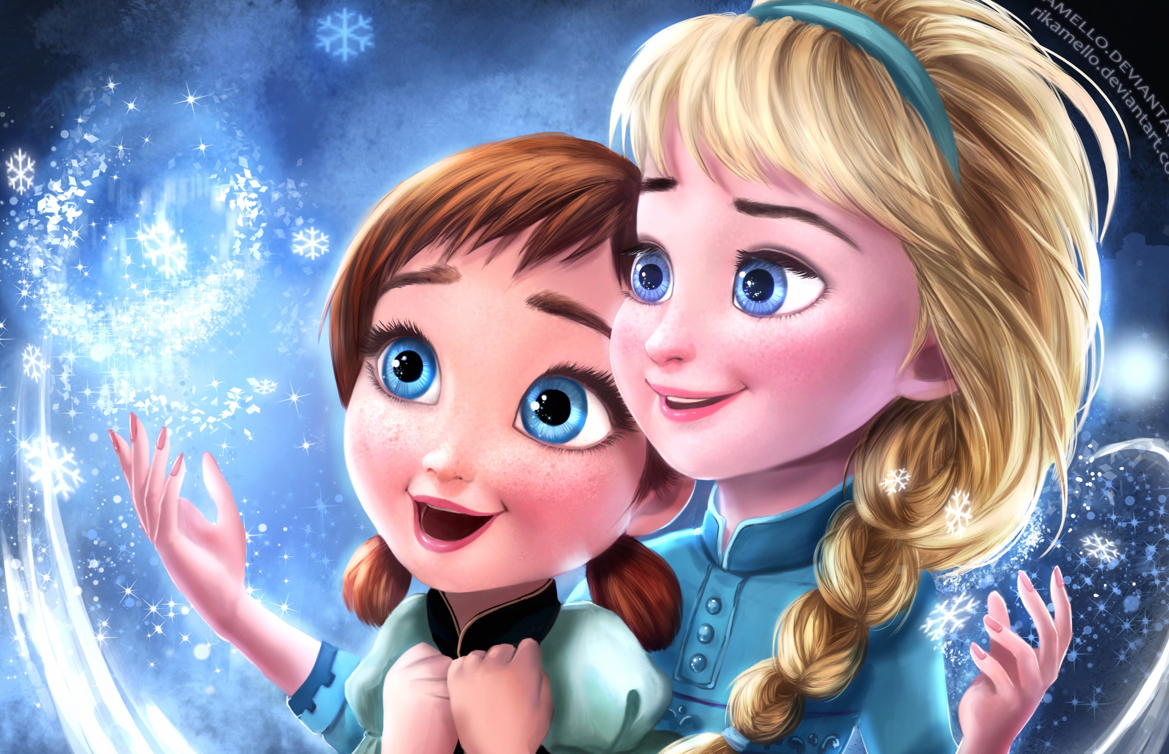 Frozen Sisters Anna & Elsa at 320 x 480 iPhone size wallpapers HD quality