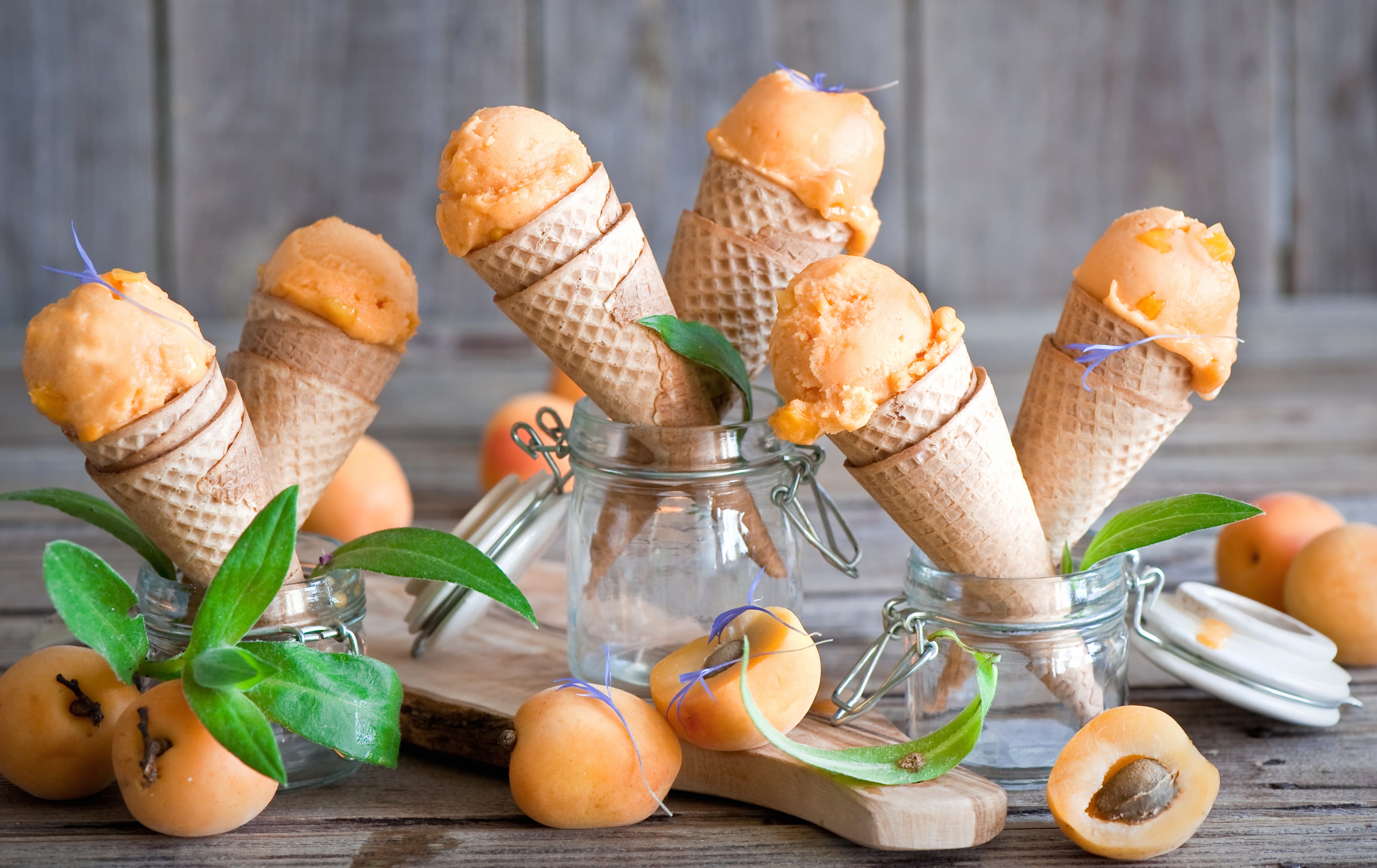 Fruit Apricot Still Life Summer Food Ice Cream wallpapers HD quality