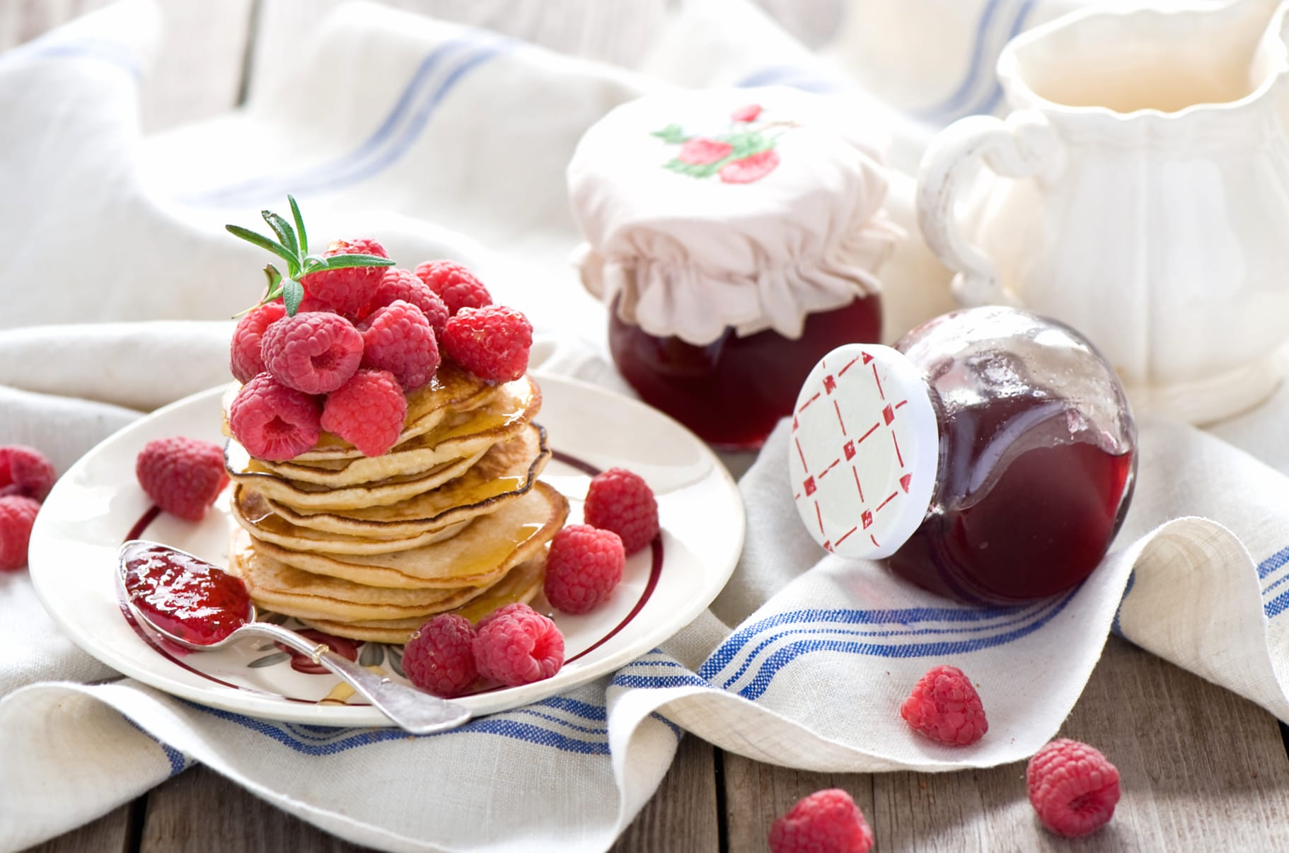 Fruit Pancake Raspberry Jam Food Breakfast wallpapers HD quality