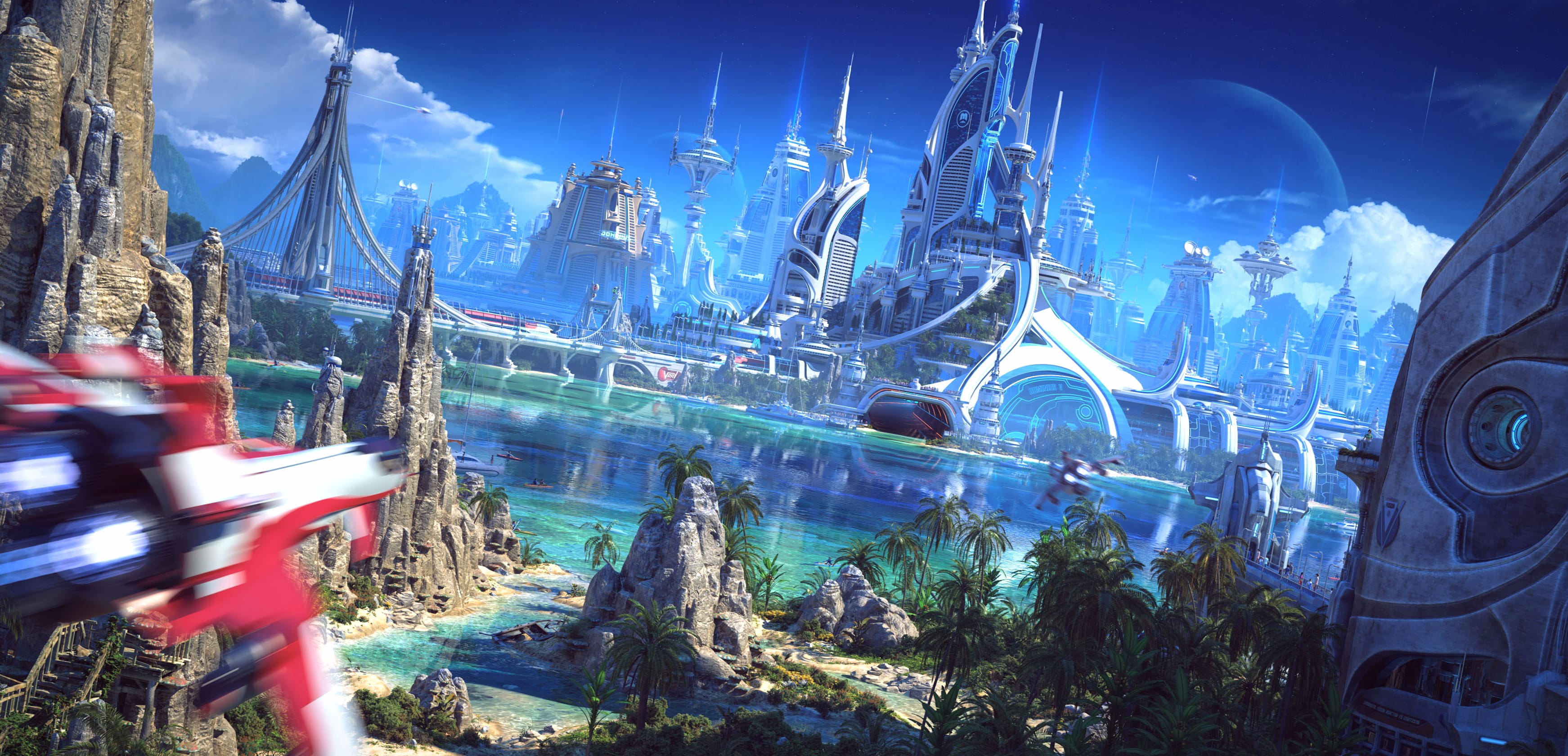 Futuristic Lakeside Sci-Fi City - wallpapers HD quality