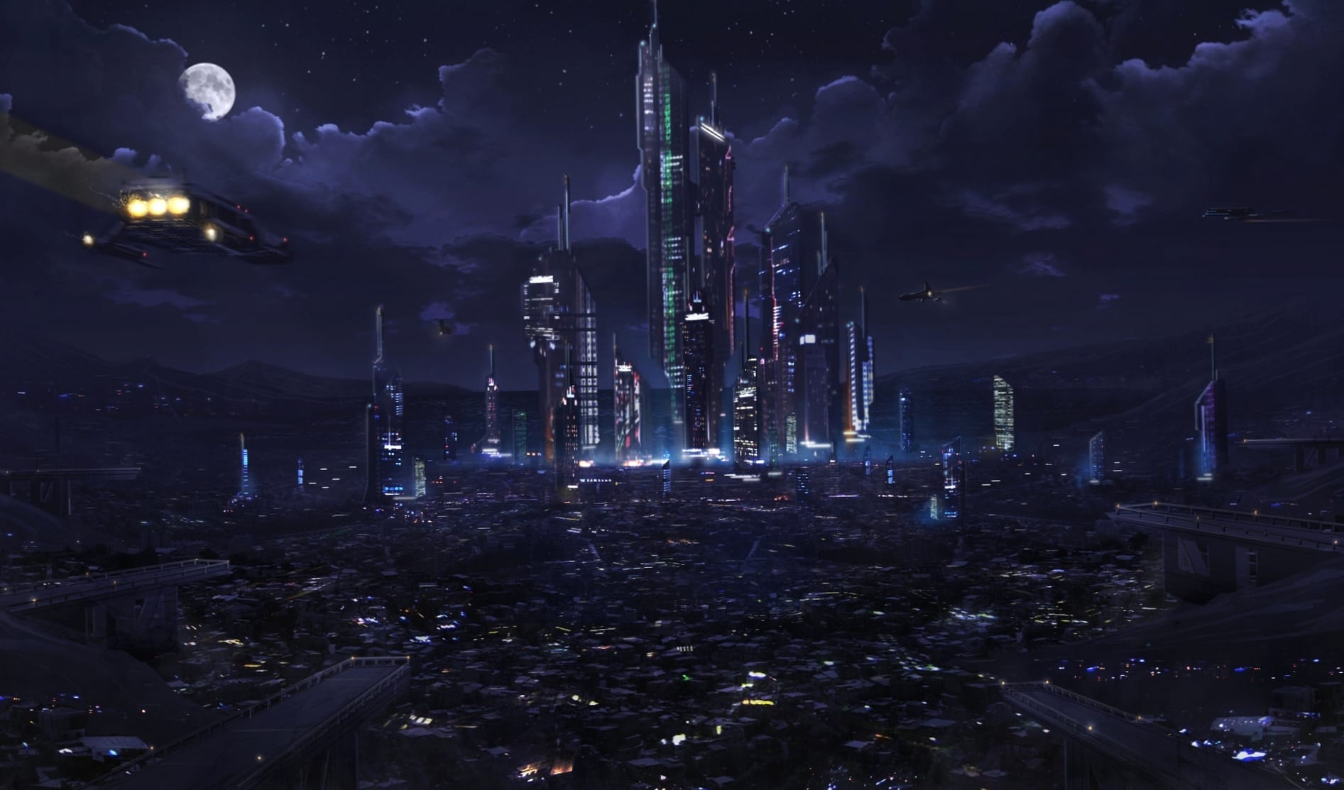 Futuristic Nightscape of a Sci-Fi City wallpapers HD quality