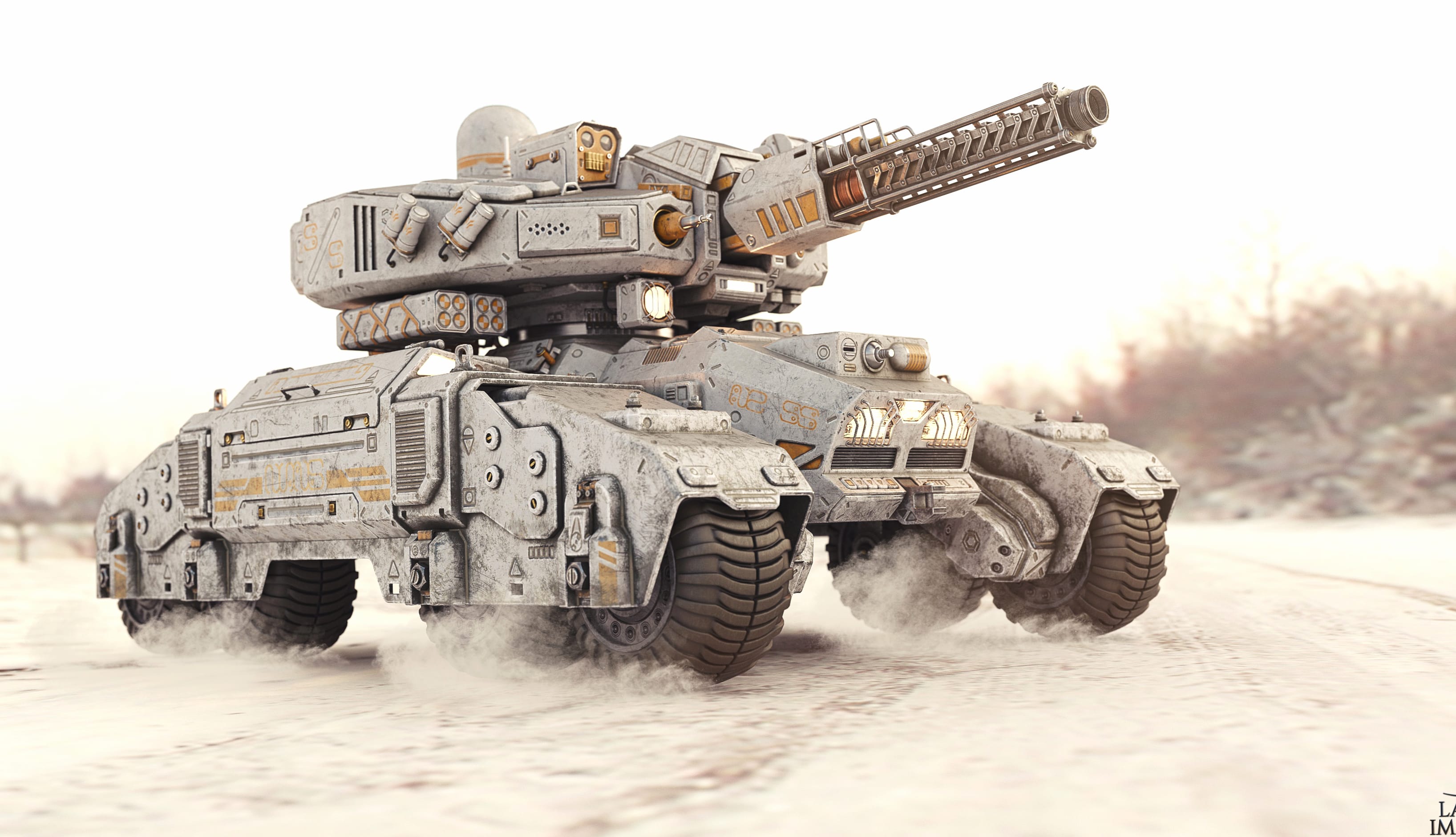 Futuristic Tank in Action - Sci-Fi Military wallpapers HD quality