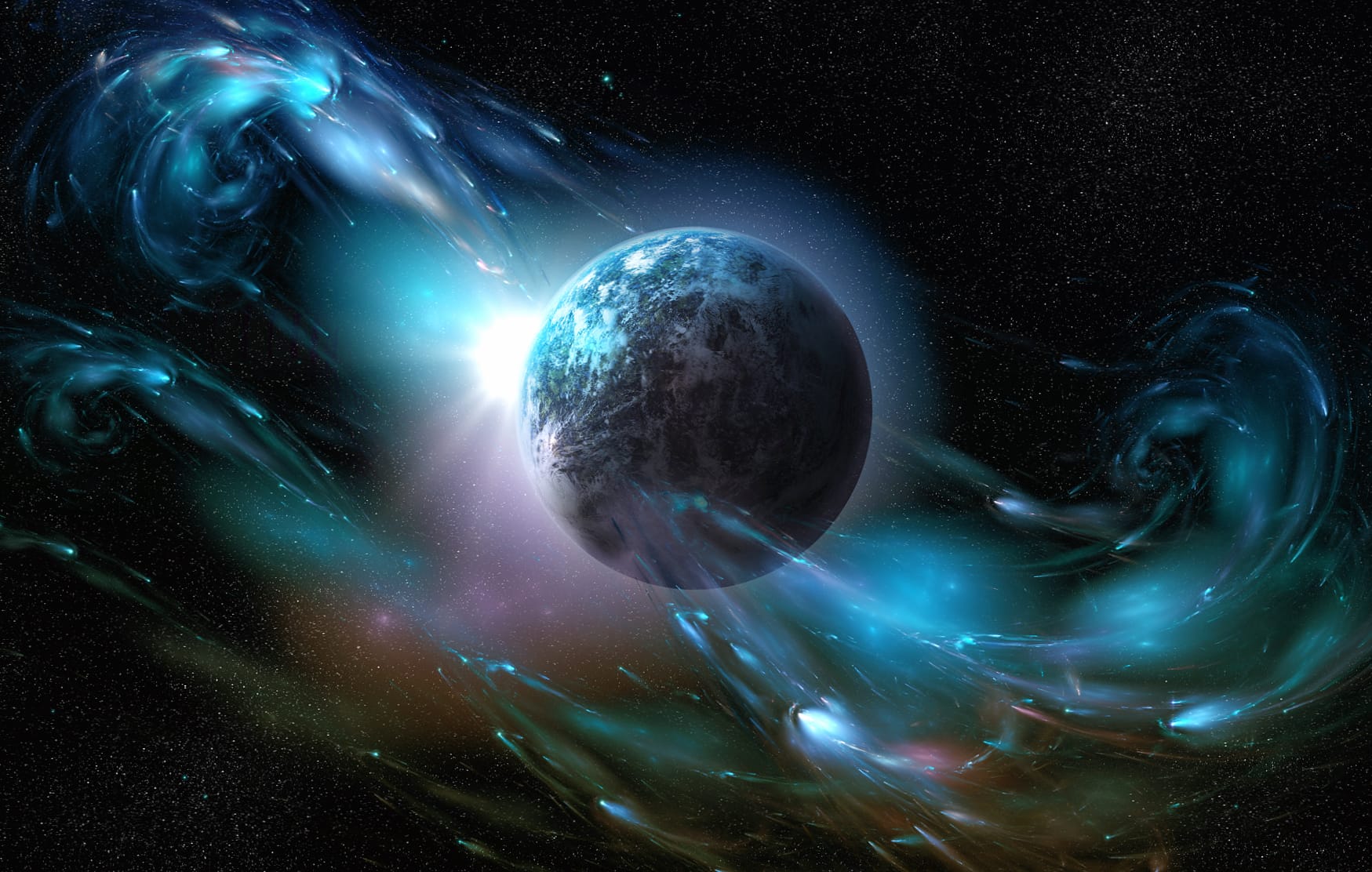 Galactic Vortex Sci-Fi Planet at 1152 x 864 size wallpapers HD quality