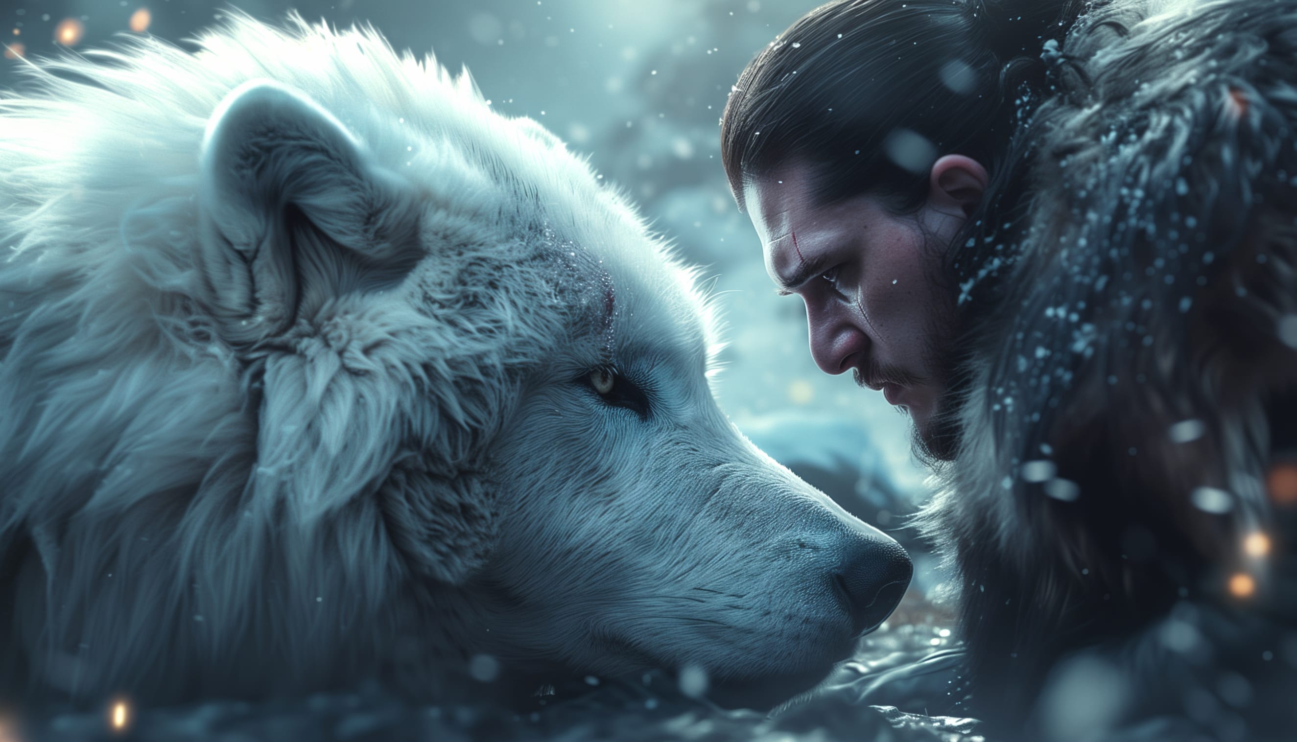 Game of Thrones Jon Snow and Direwolf wallpapers HD quality