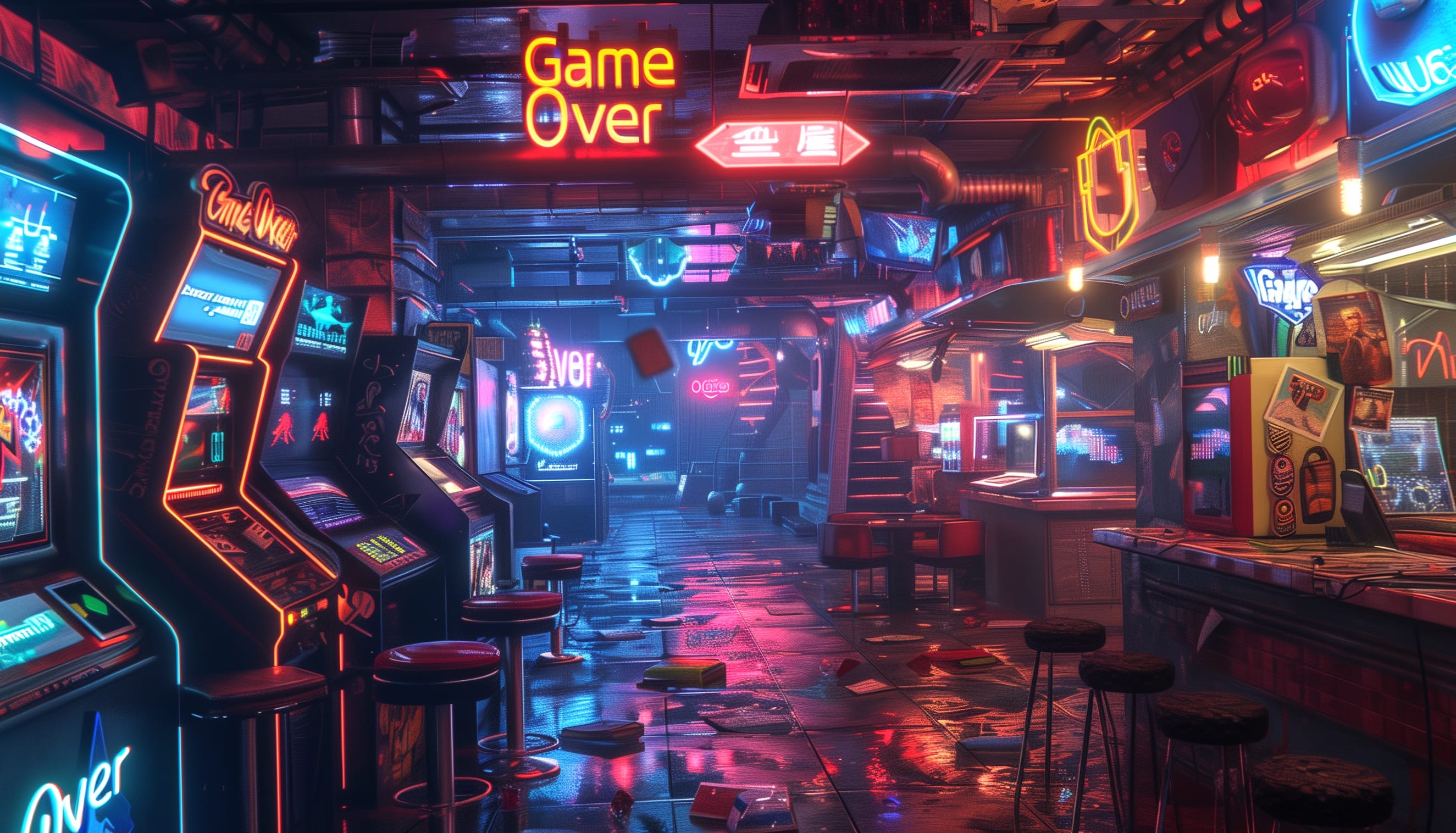 Game Over Arcade Bar at 2048 x 2048 iPad size wallpapers HD quality