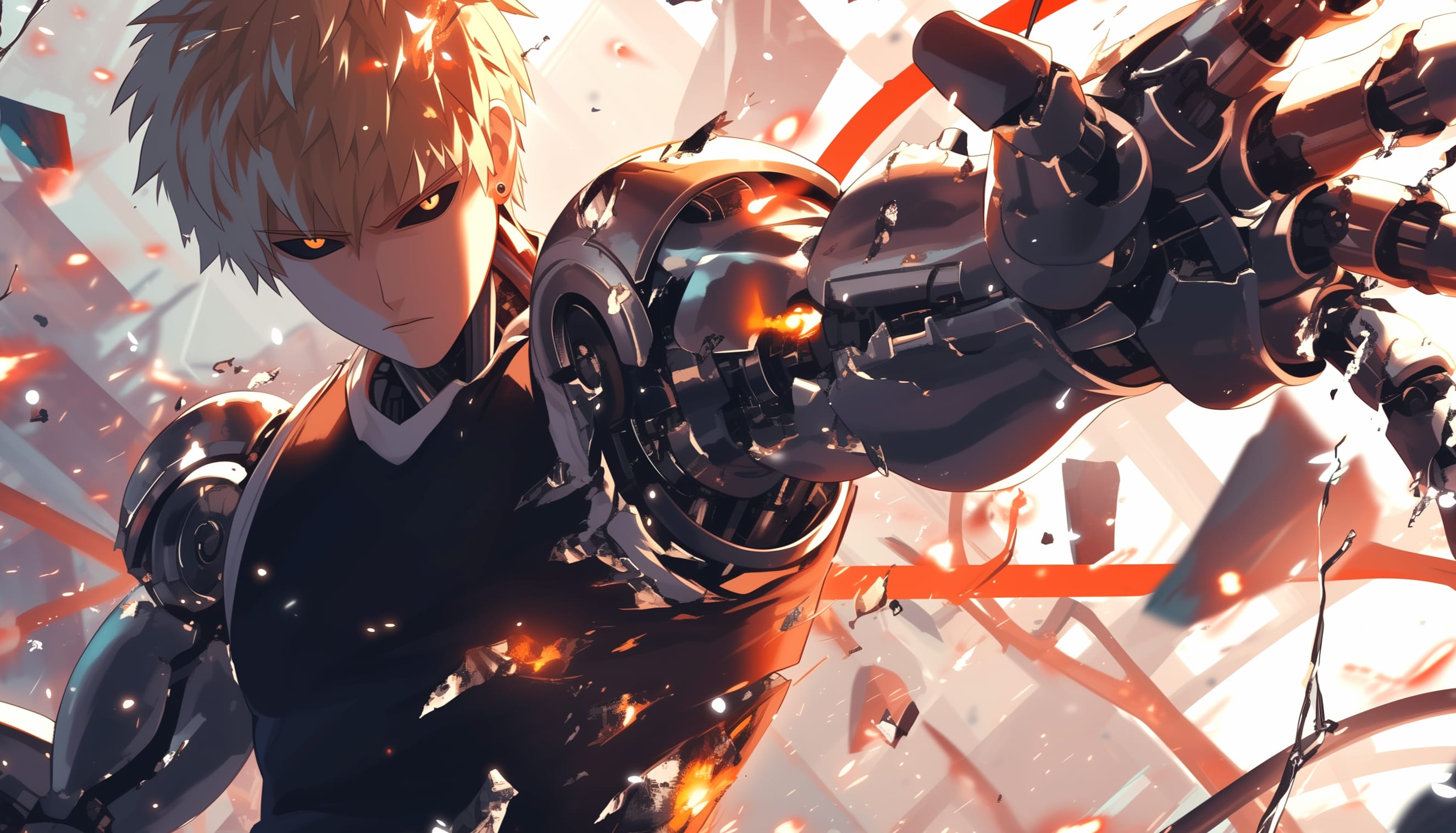 Genos in Action - One-Punch Man at 2560 x 1440 HD size wallpapers HD quality