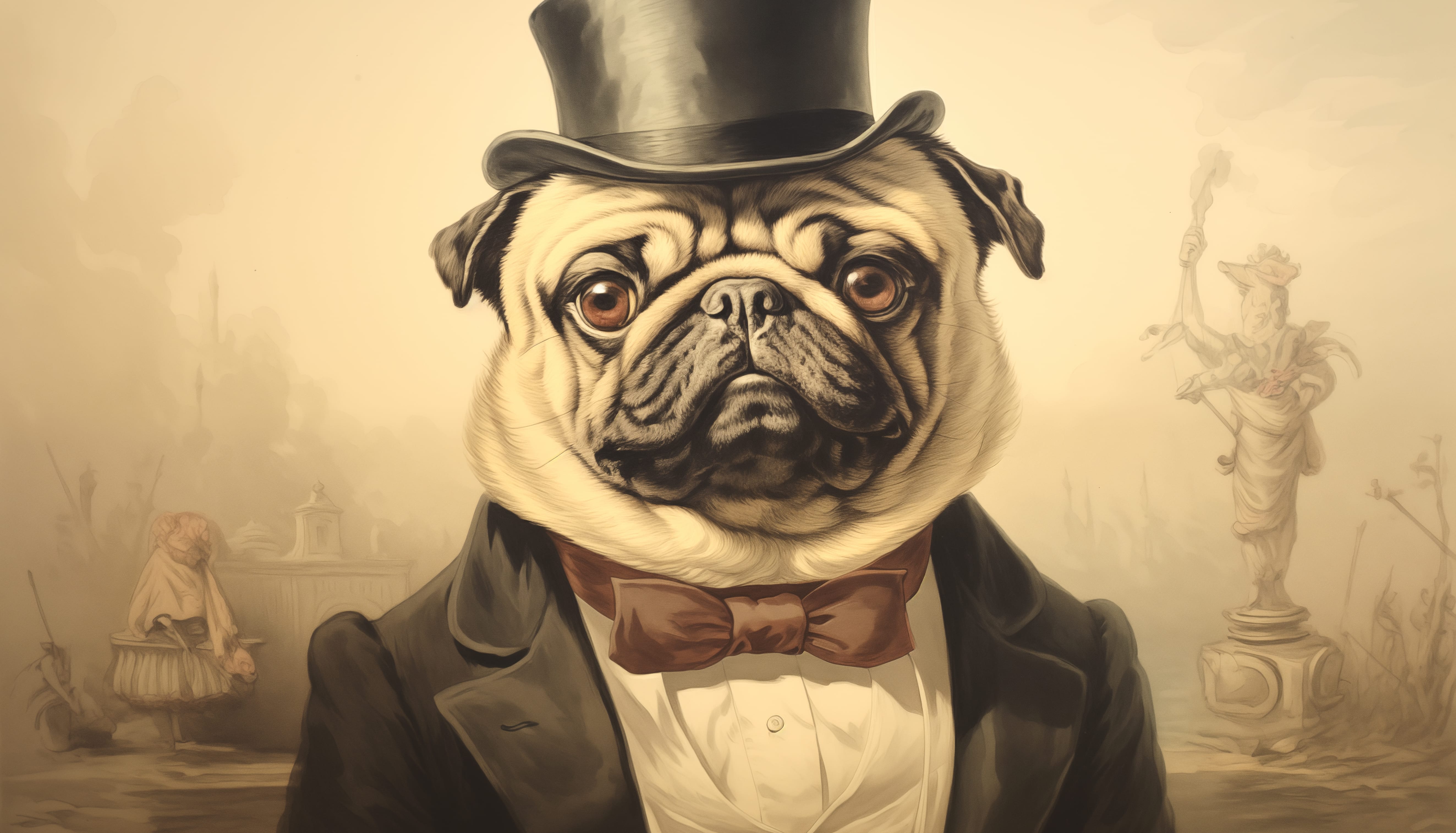 Gentleman Pug Dog at 2560 x 1440 HD size wallpapers HD quality