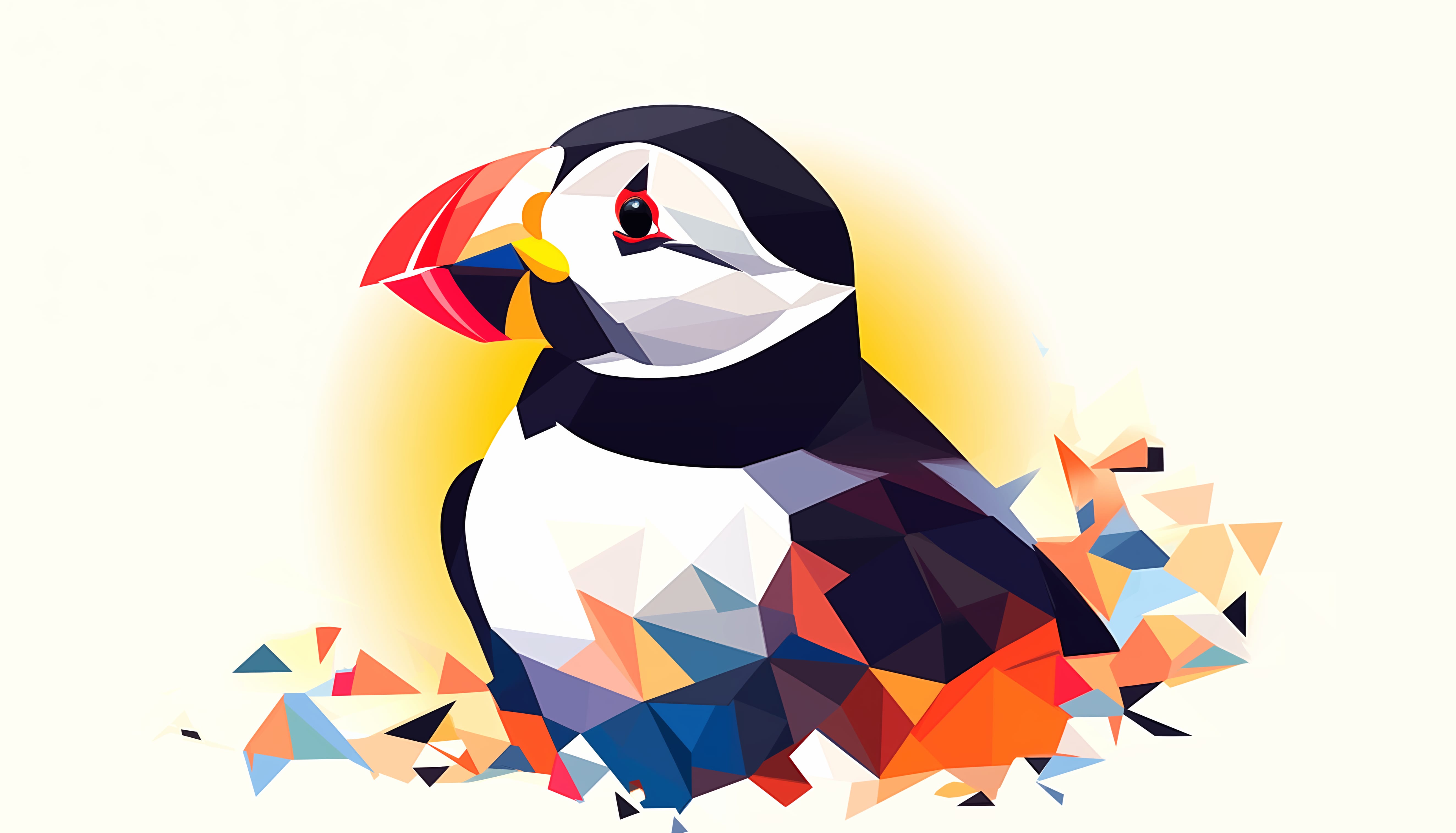 Geometric Puffin Art wallpapers HD quality