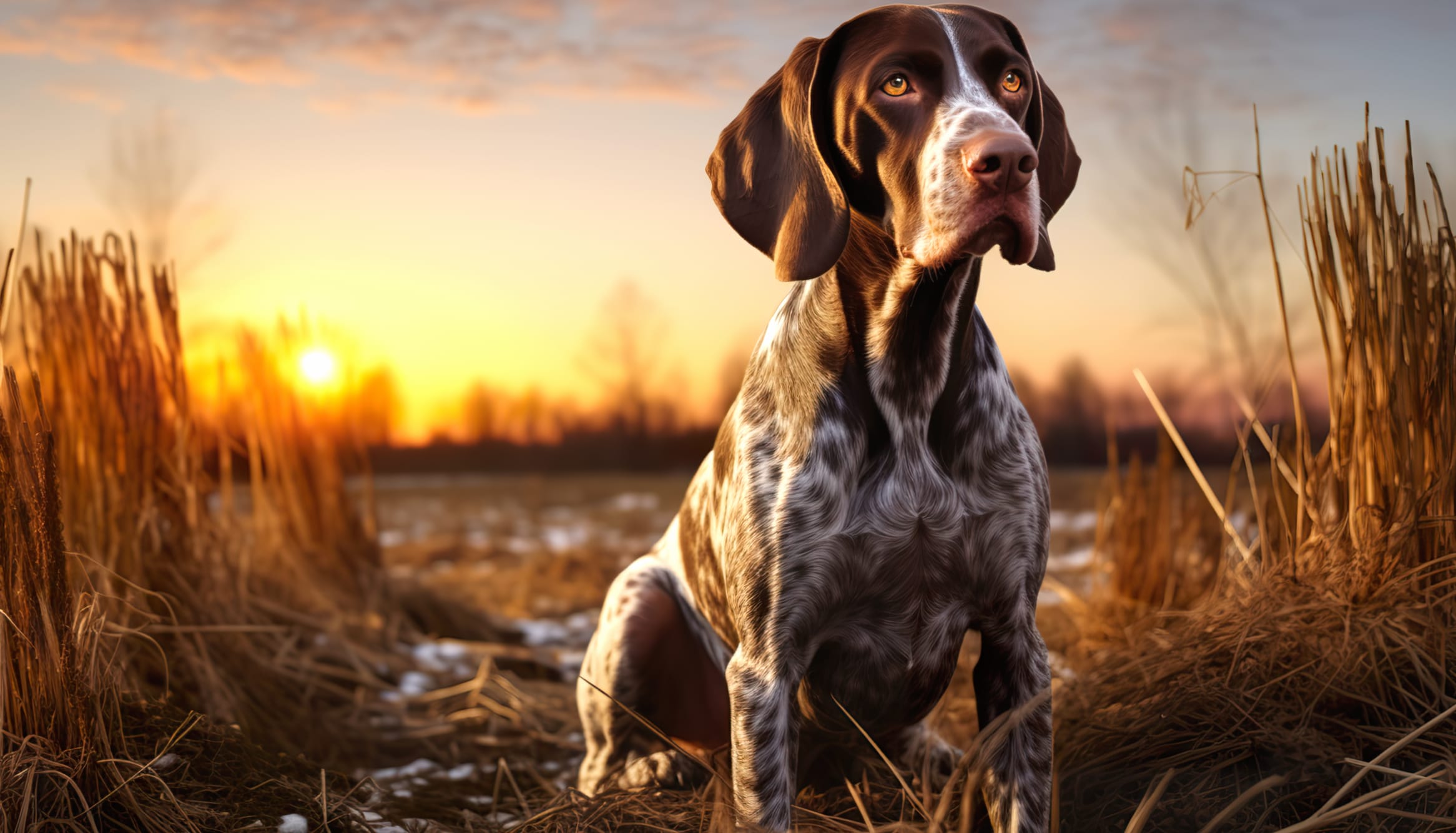 German Shorthaired Pointer Dog Sunset Wallpaper wallpapers HD quality