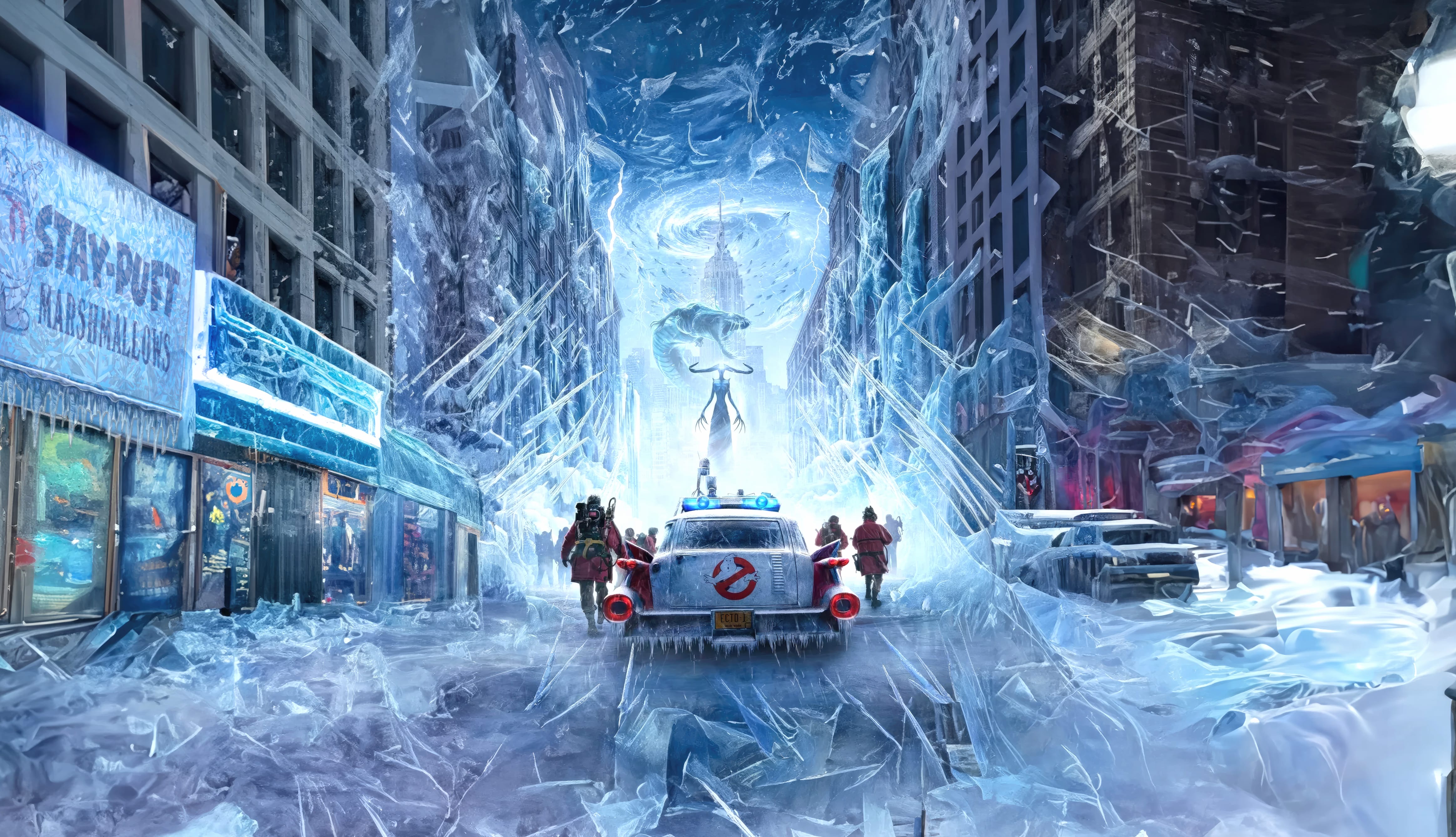 Ghostbusters Frozen Empire Icy Spectacle Theme at 1280 x 720 HD size wallpapers HD quality