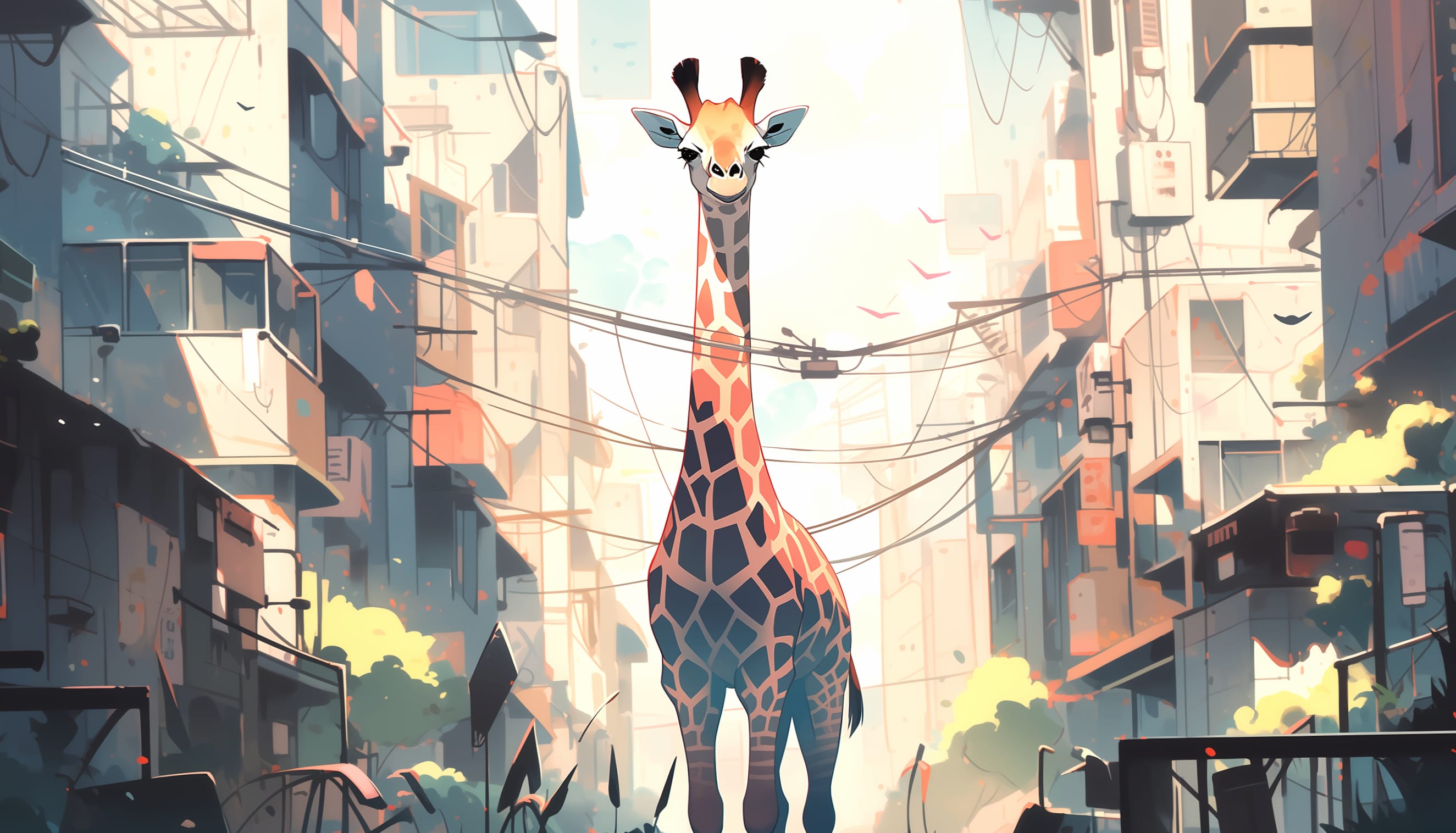 Giraffe Urban Oasis at 1600 x 1200 size wallpapers HD quality