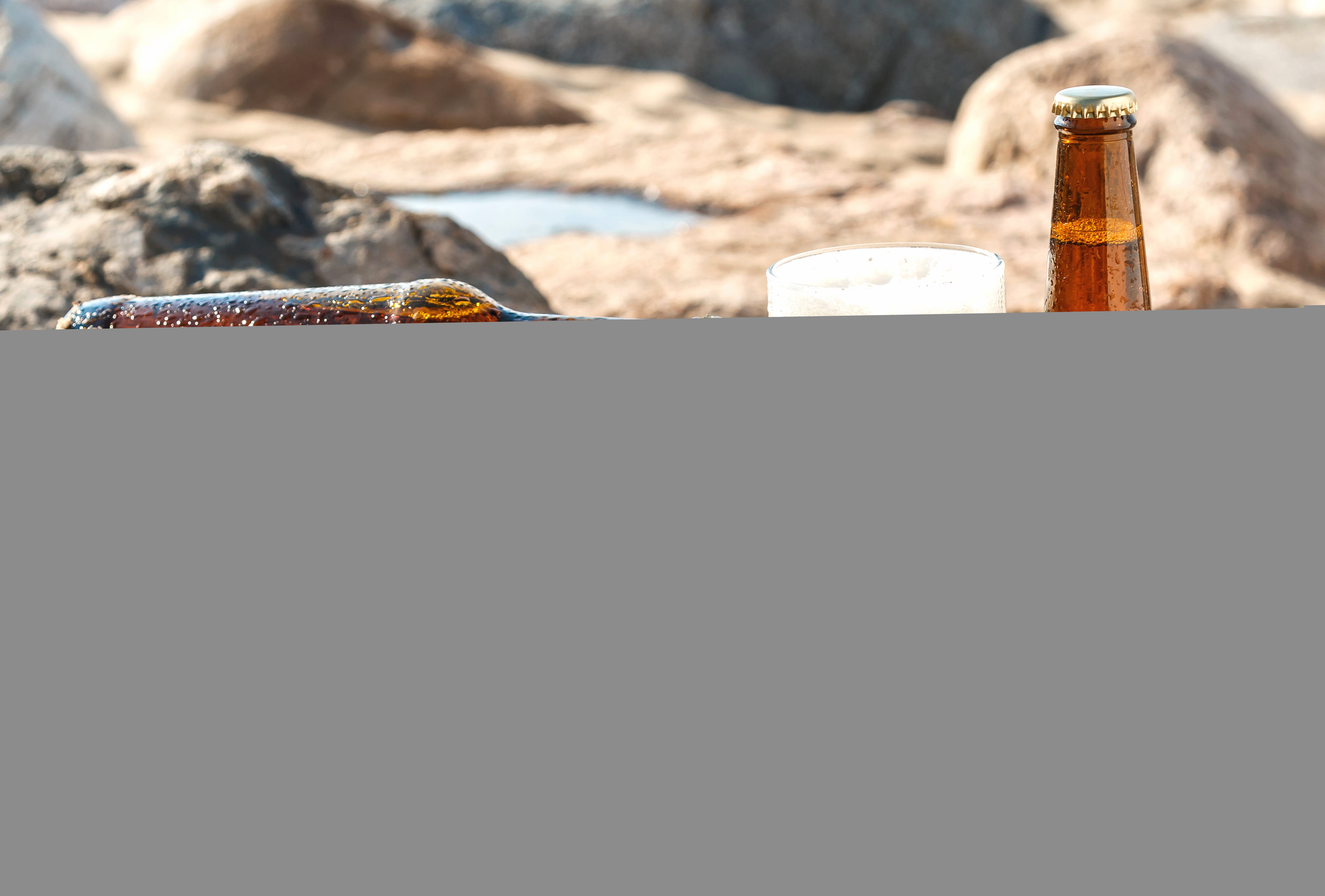 Glass Bottle Sand Food Beer at 1334 x 750 iPhone 7 size wallpapers HD quality