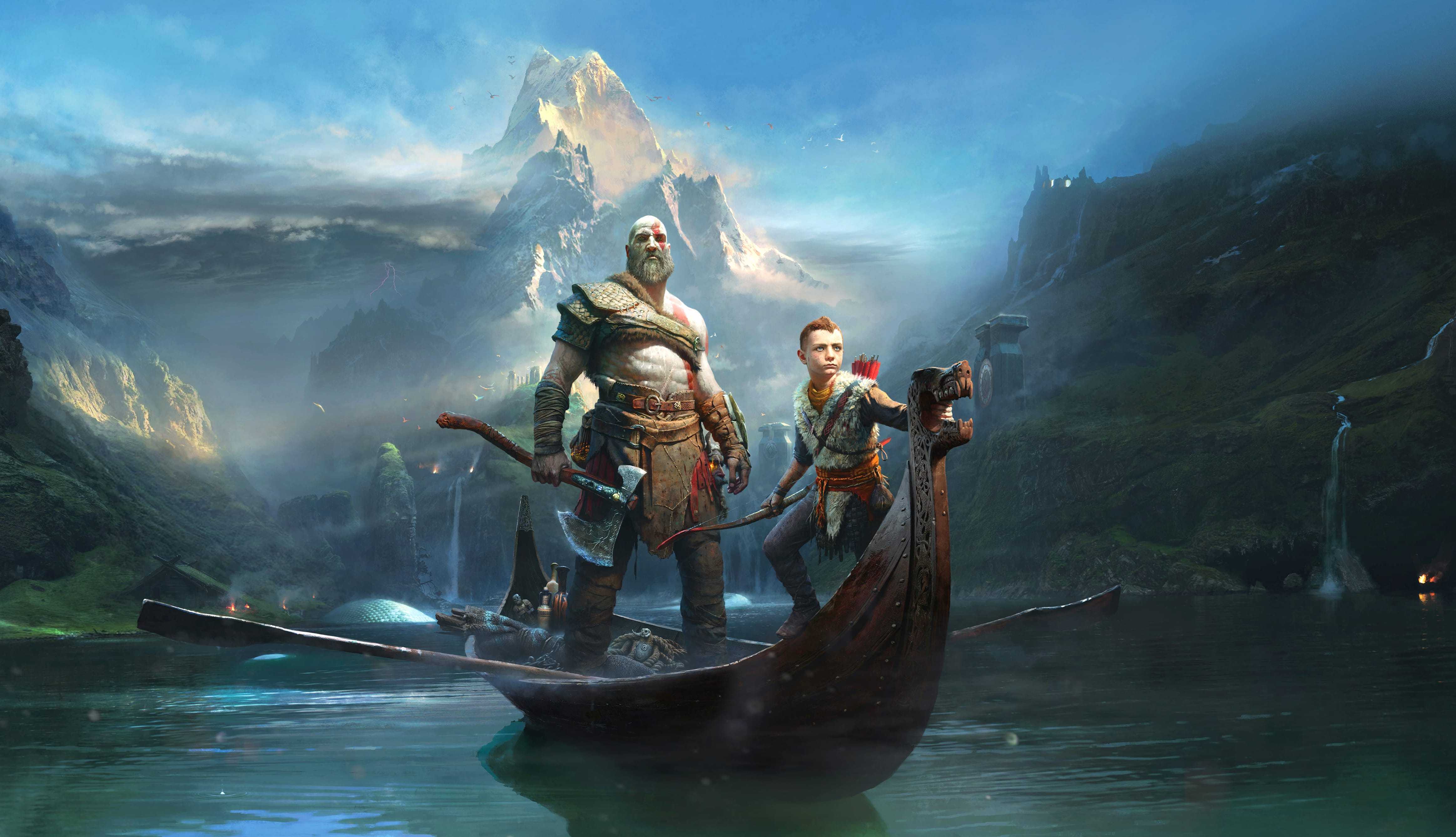 God of War Kratos and Atreus at 1024 x 1024 iPad size wallpapers HD quality