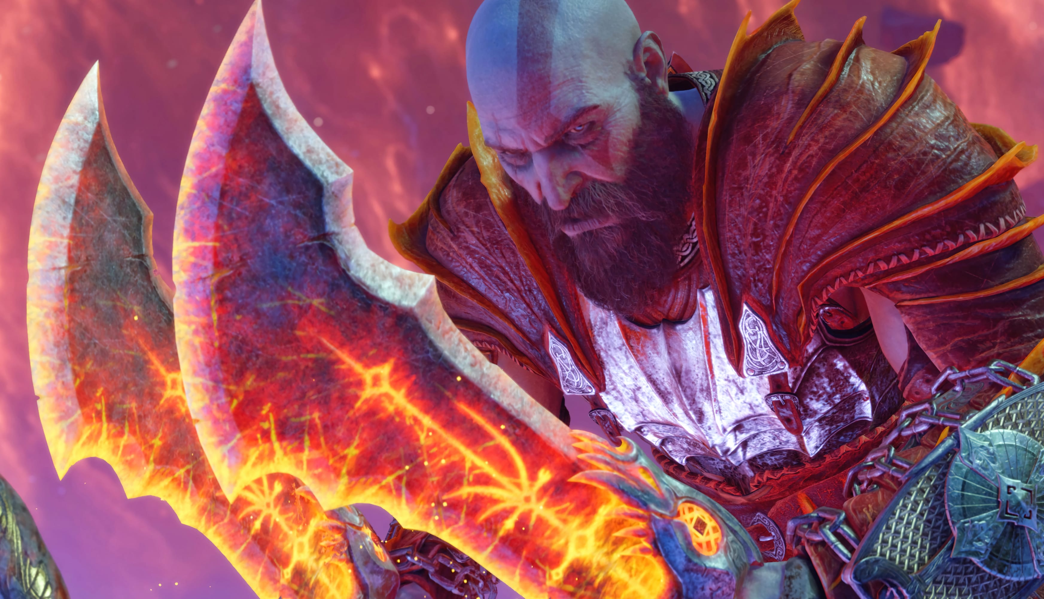 God of War Ragnarök Kratos - Fiery Blades Theme at 1280 x 960 size wallpapers HD quality