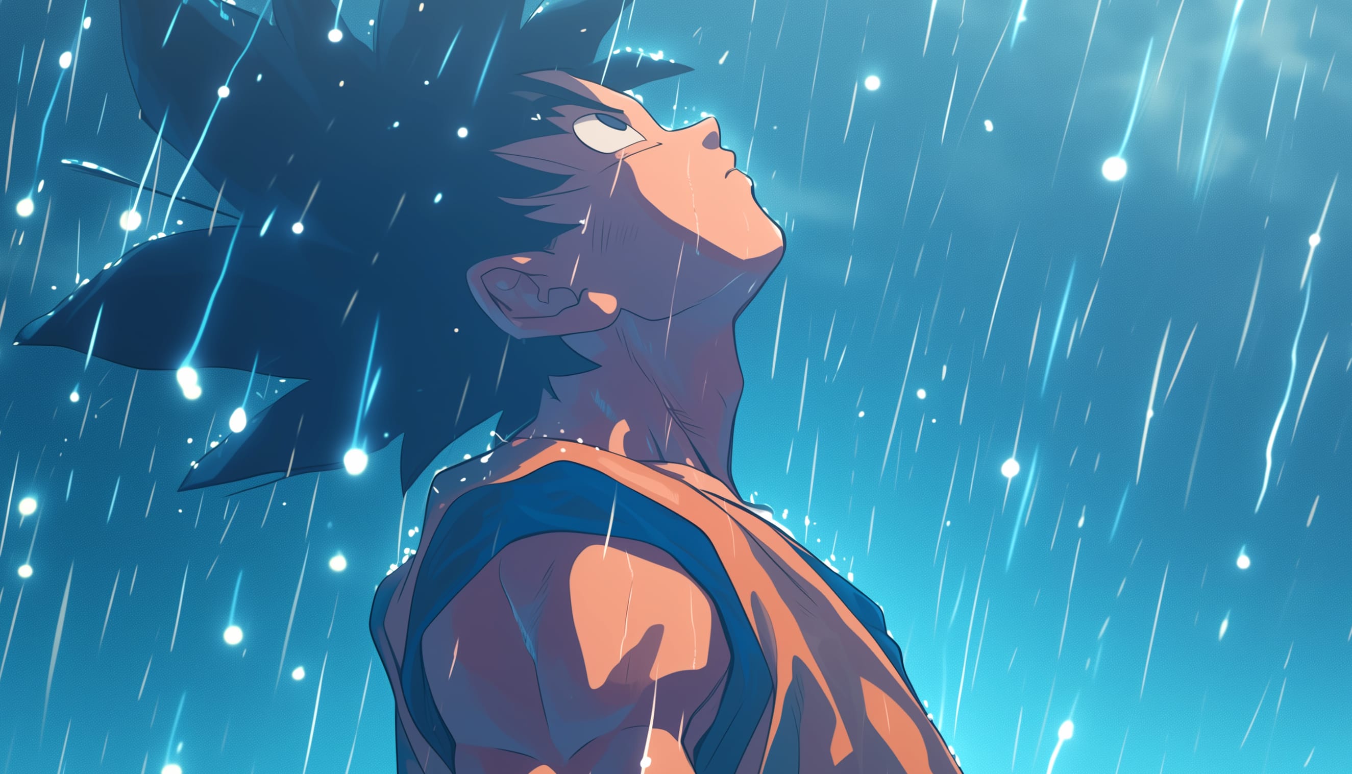 Goku Reflective Moment in the Rain - Dragon Ball Z wallpapers HD quality