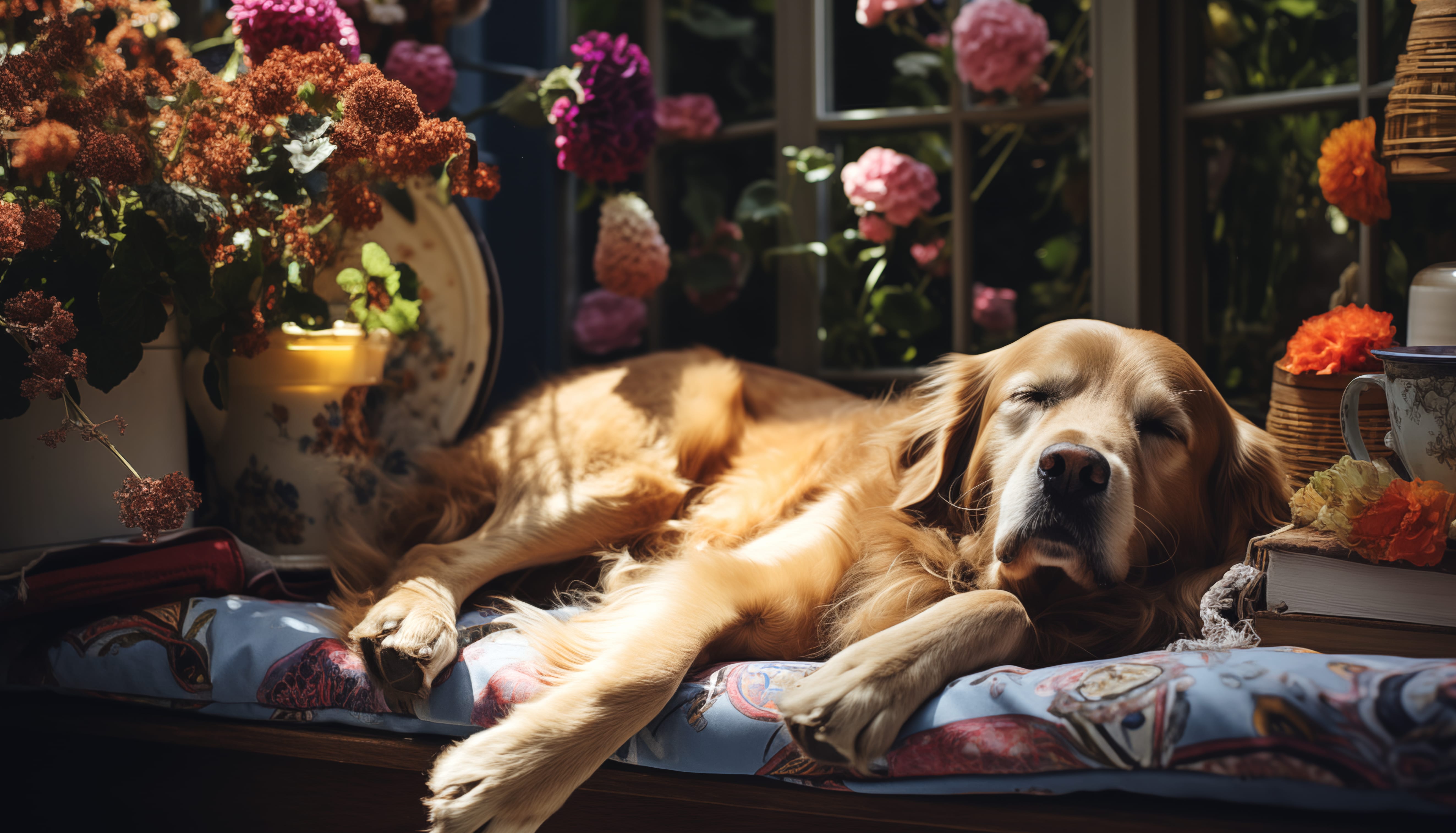Golden Retriever Relaxing in Sunlit Room - HD Dog Wallpaper wallpapers HD Golden Retriever Relaxing in Sunlit Room - HD Dog Wallpaper wallpapers HD quality