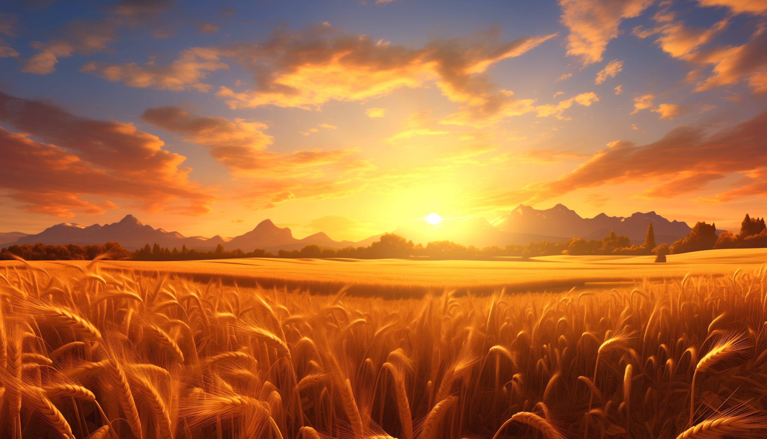 Golden Wheat Field Sunset wallpapers HD quality