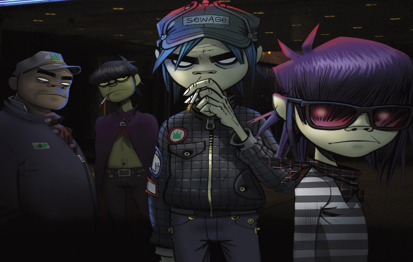 Gorillaz Band Showcase at 320 x 480 iPhone size wallpapers HD quality