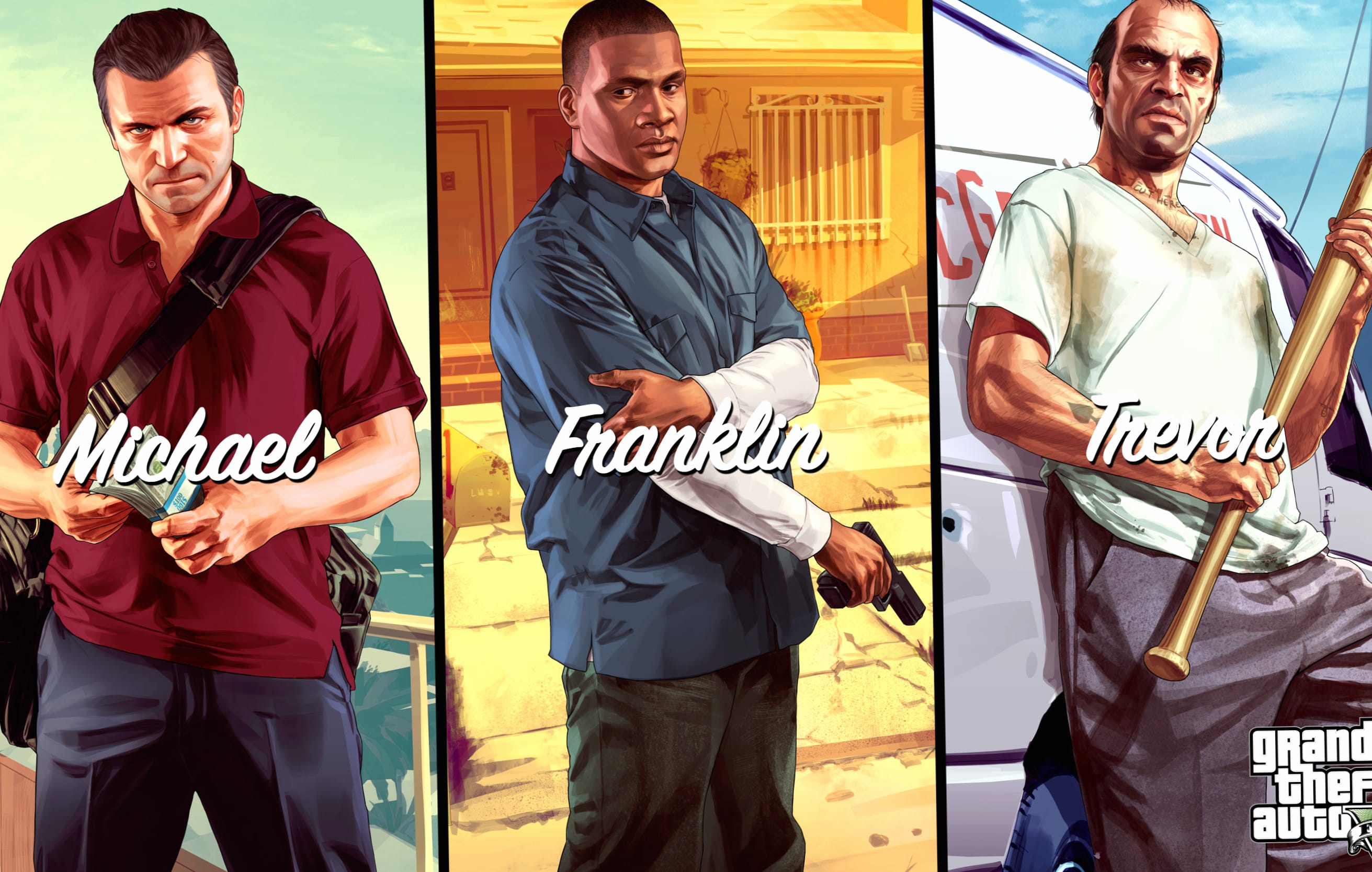 Grand Theft Auto V Michael, Franklin, Trevor wallpapers HD quality