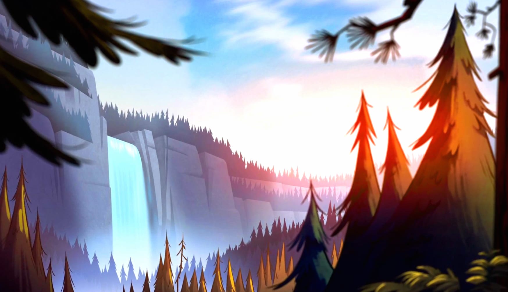 Gravity Falls Cartoon Waterfall - wallpapers HD quality