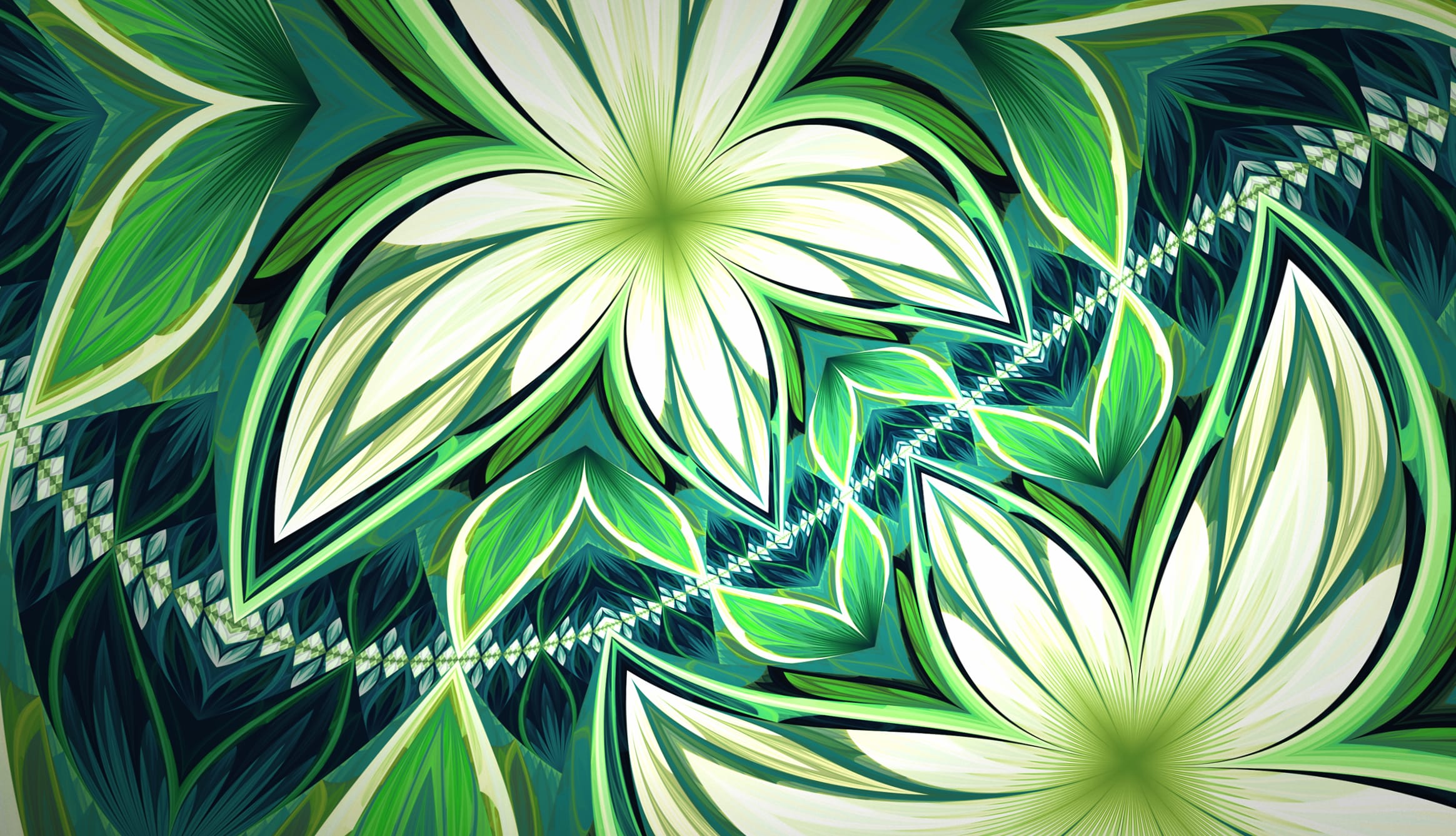 Green Flower Abstract Fractal at 1024 x 1024 iPad size wallpapers HD quality