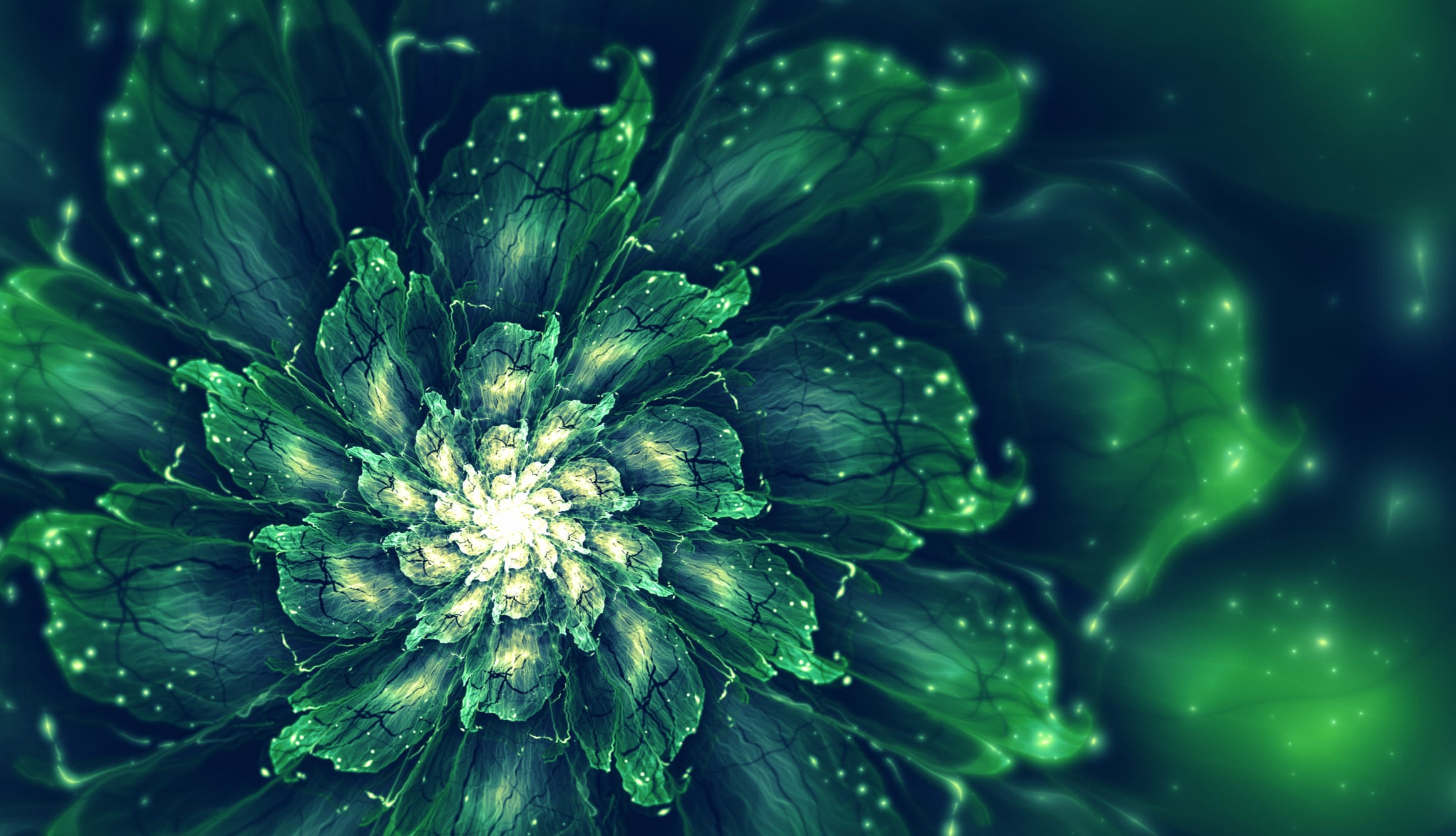 Green Psychedelic Fractal Flower wallpapers HD quality