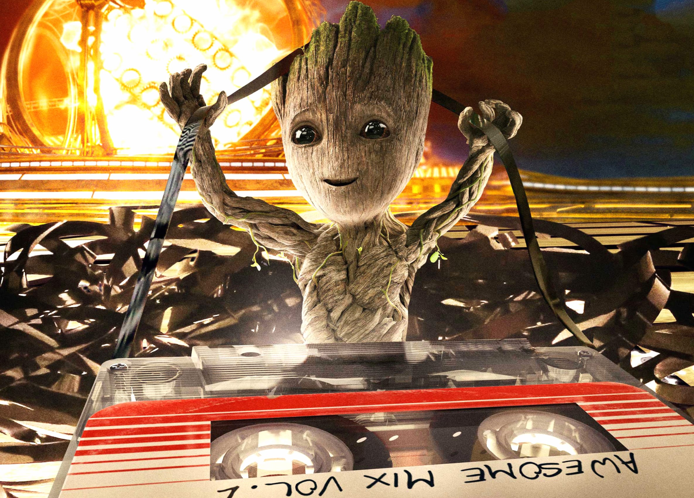 Groot with Cassette - Guardians of the Galaxy Vol. 2 at 1600 x 1200 size wallpapers HD quality