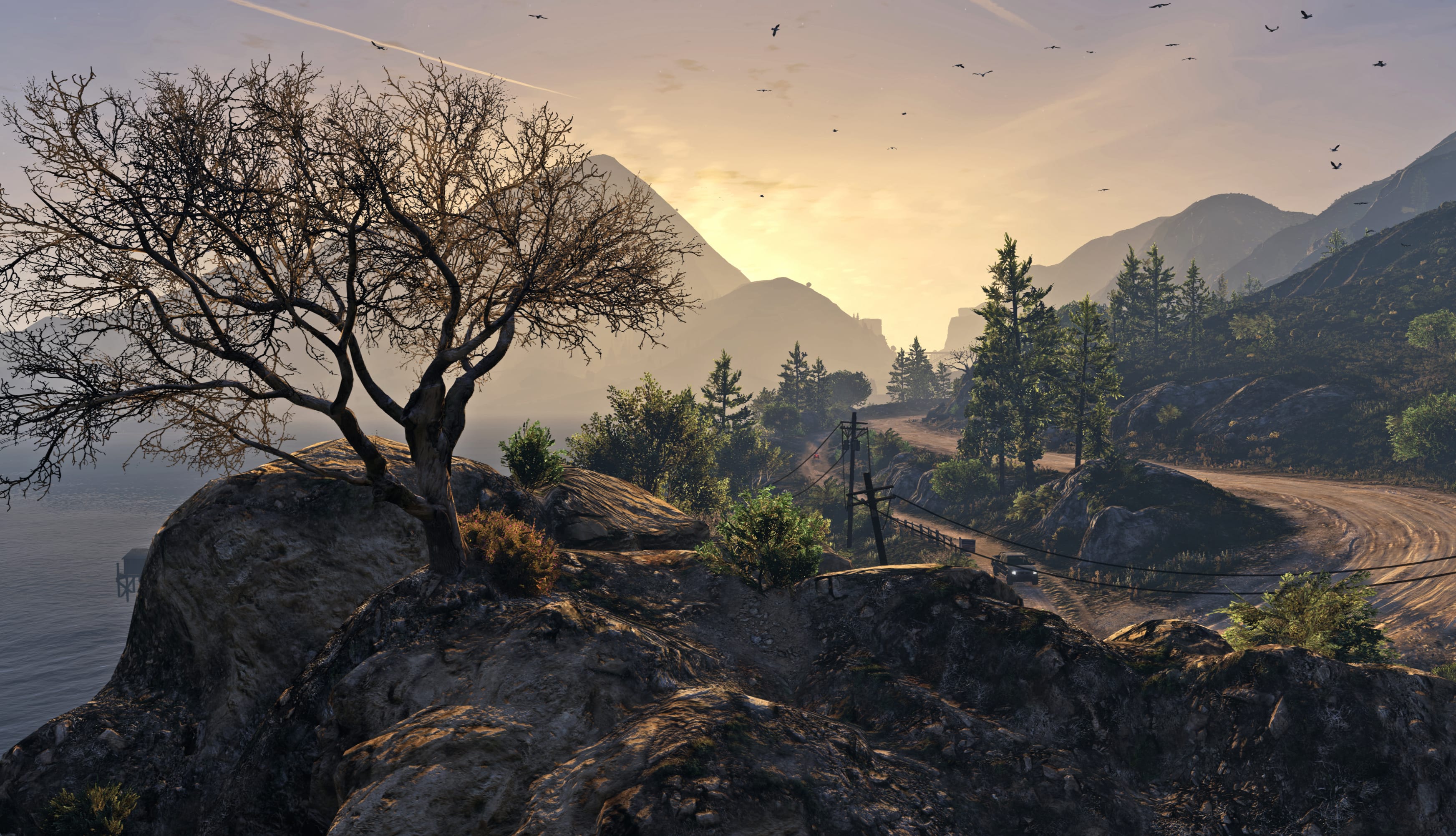 GTA V Roadside Serenity in HD at 640 x 960 iPhone 4 size wallpapers HD quality