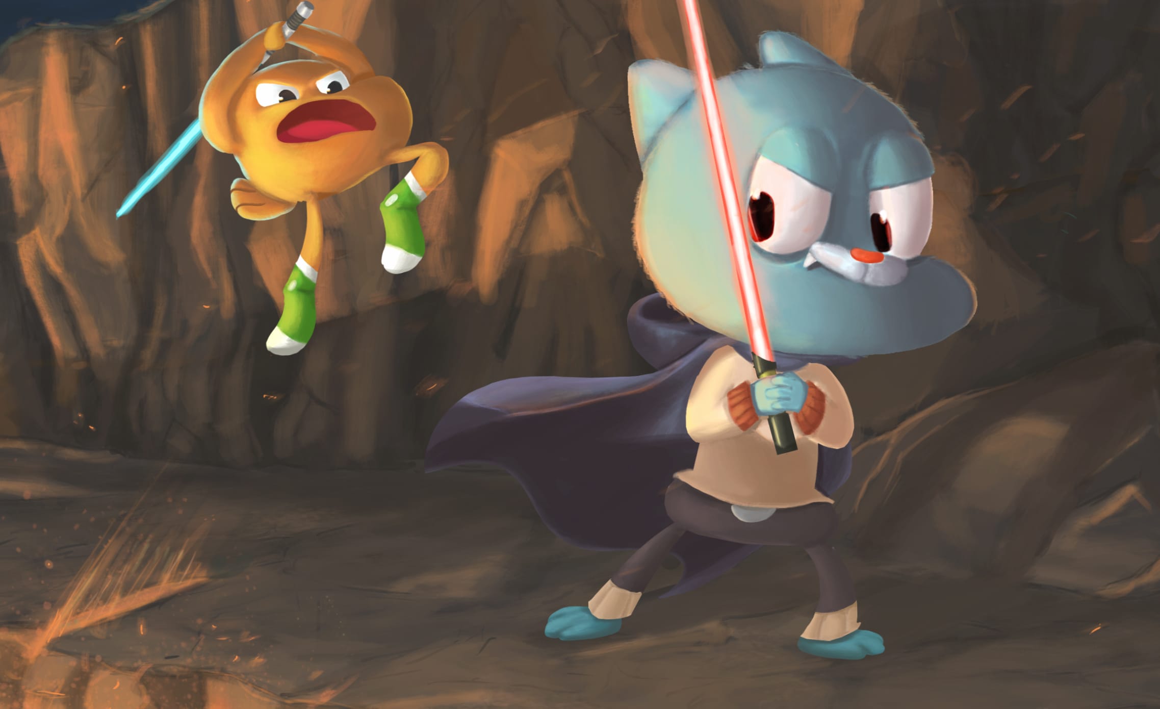 Gumball and Darwin Watterson Jedi Adventure wallpapers HD quality