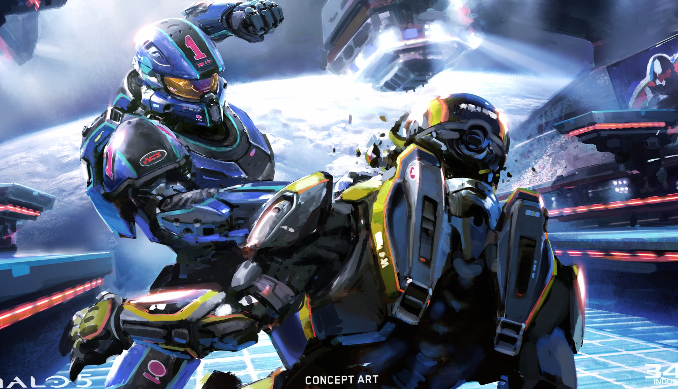 Halo 5 Guardians - Epic Combat Art at 1600 x 900 HD size wallpapers HD quality