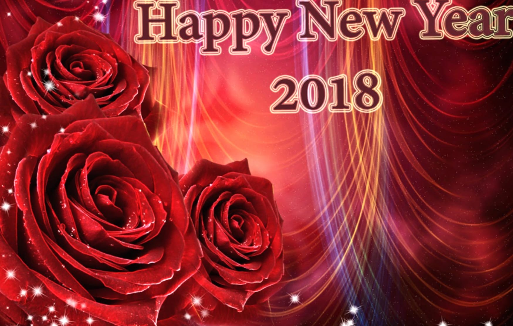 Happy New Year 2018 Red Rose wallpapers HD quality