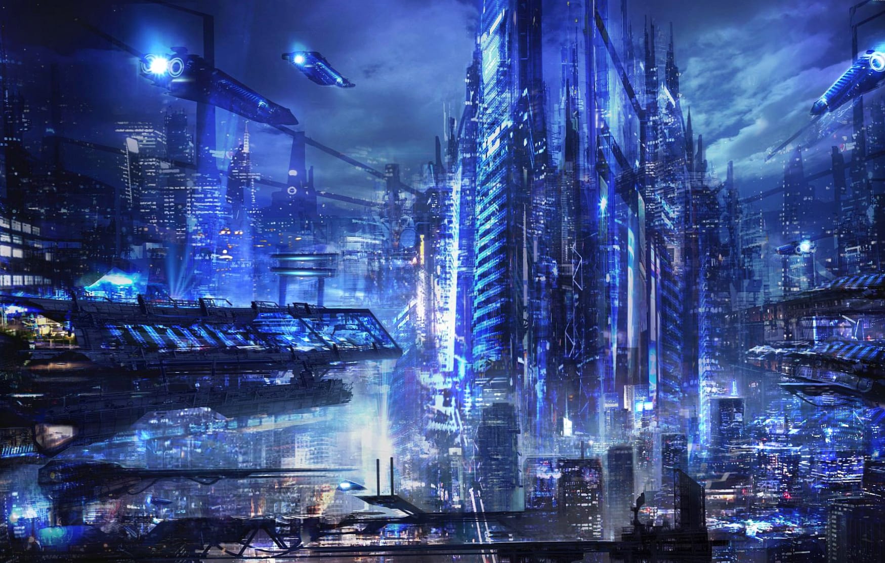 HD Cyberpunk Cityscape A Futuristic Sci-Fi Wallpaper at 640 x 1136 iPhone 5 size wallpapers HD quality