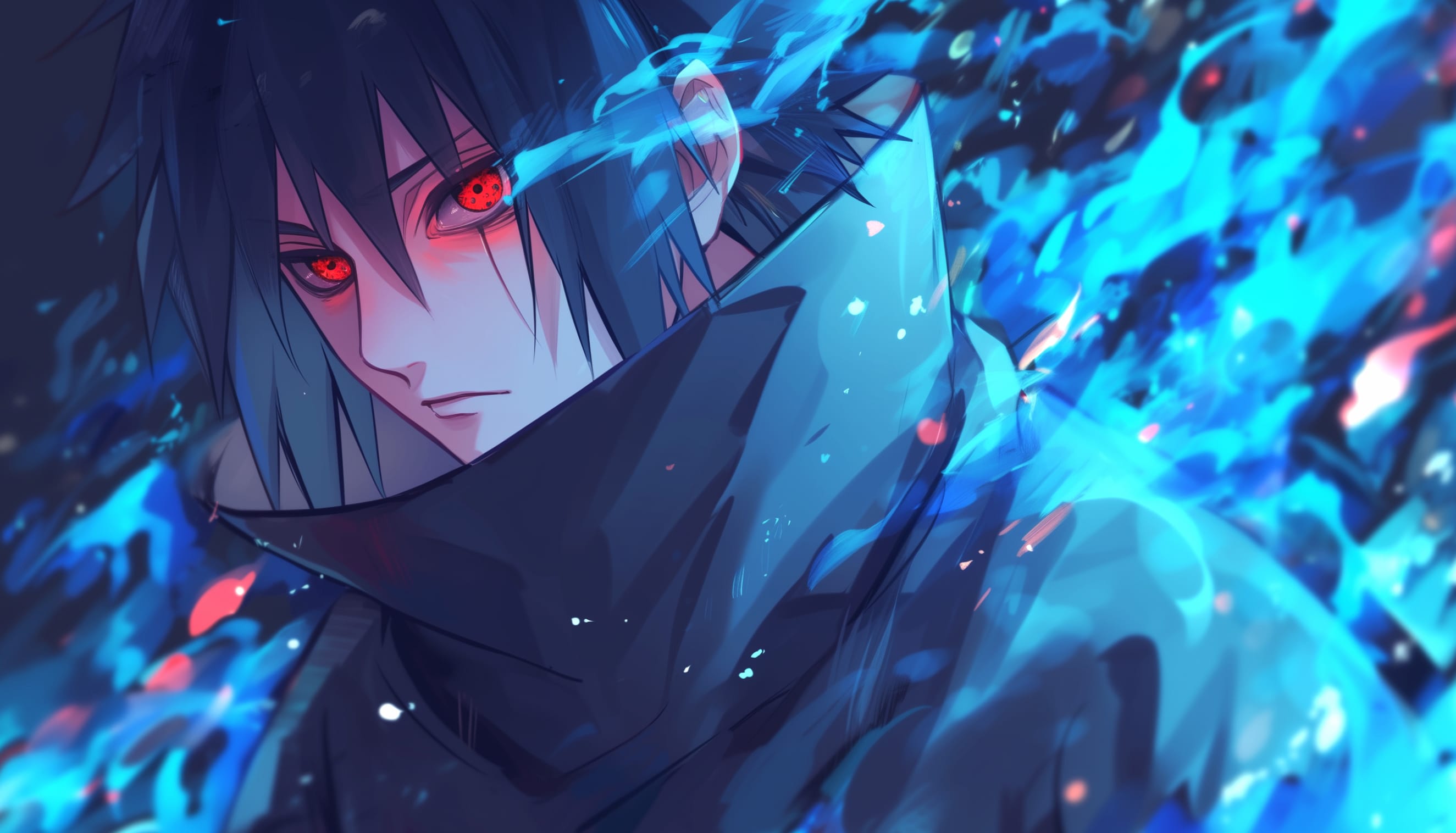 HD Sasuke Uchiha Sharingan Wallpaper - Anime Background at 320 x 480 iPhone size wallpapers HD quality