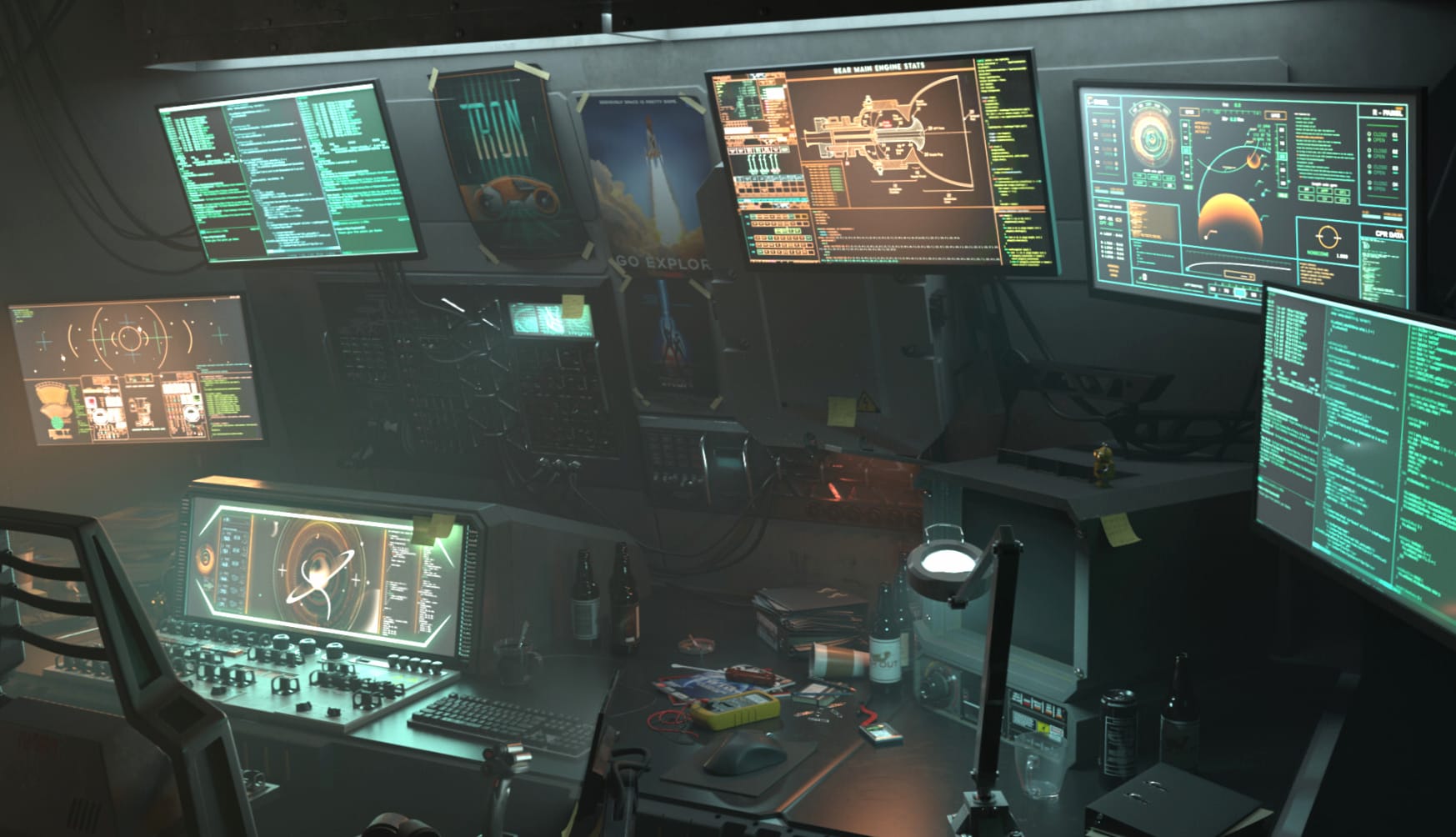 HD Sci-Fi Spaceship Command Center Wallpaper at 1600 x 900 HD size wallpapers HD quality