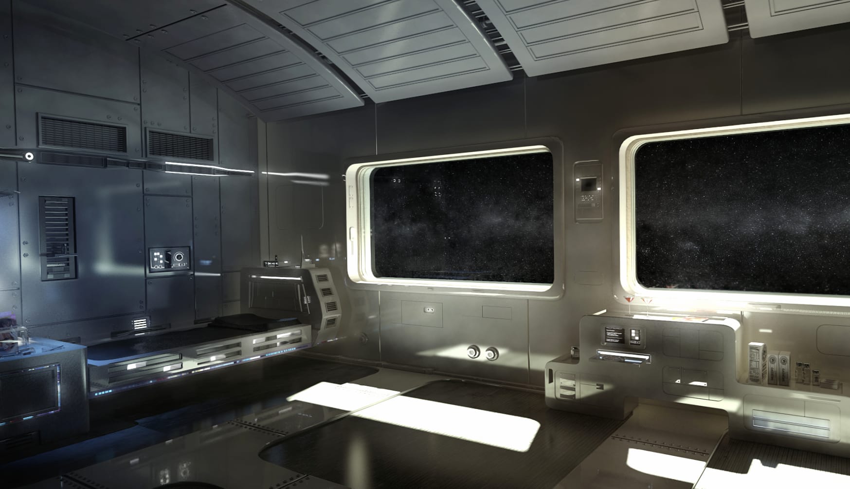 HD Sci-Fi Spaceship Interior Wallpaper at 2048 x 2048 iPad size wallpapers HD quality