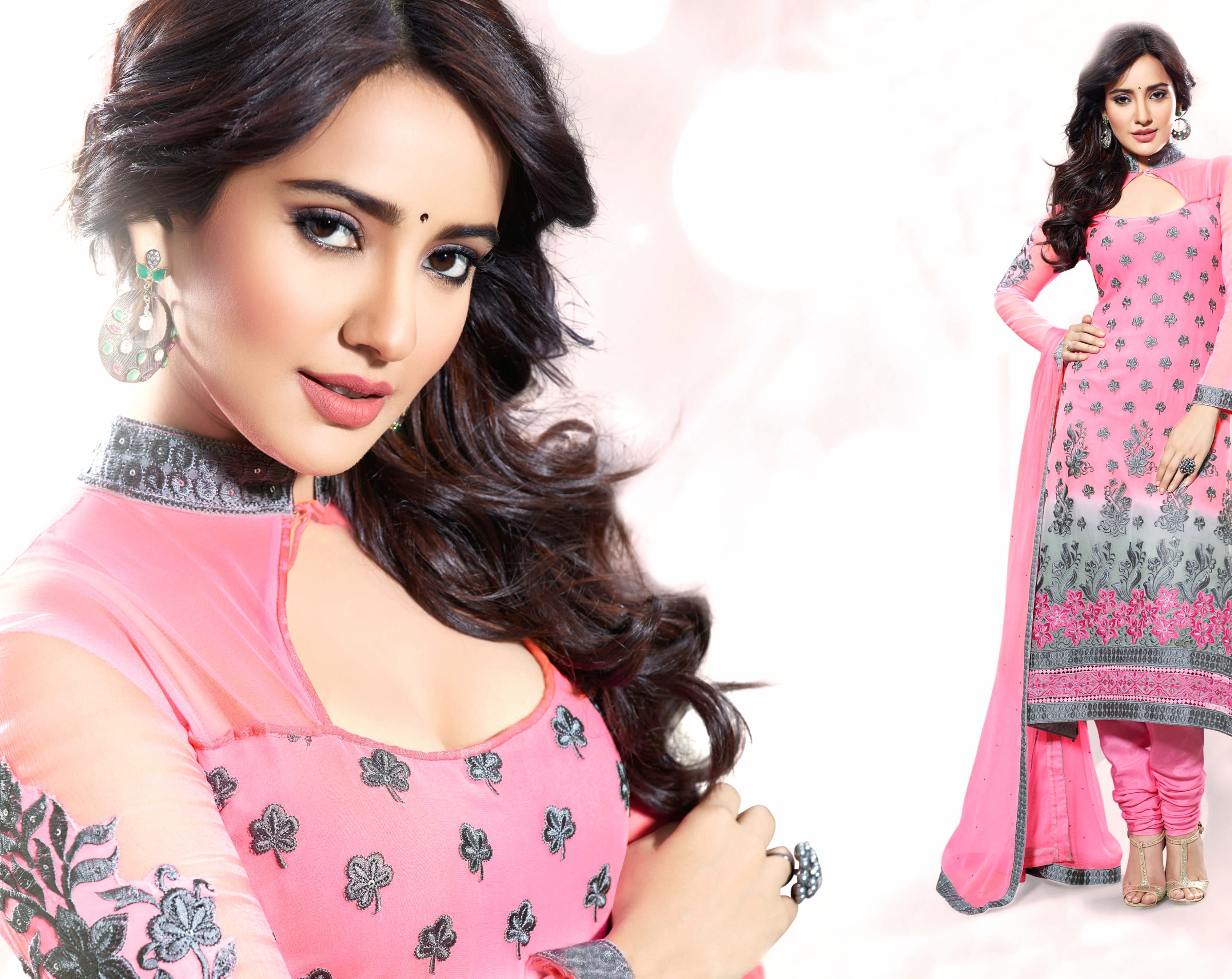 HD Wallpaper of Neha Sharma in Elegant Indian National Dress wallpapers HD quality