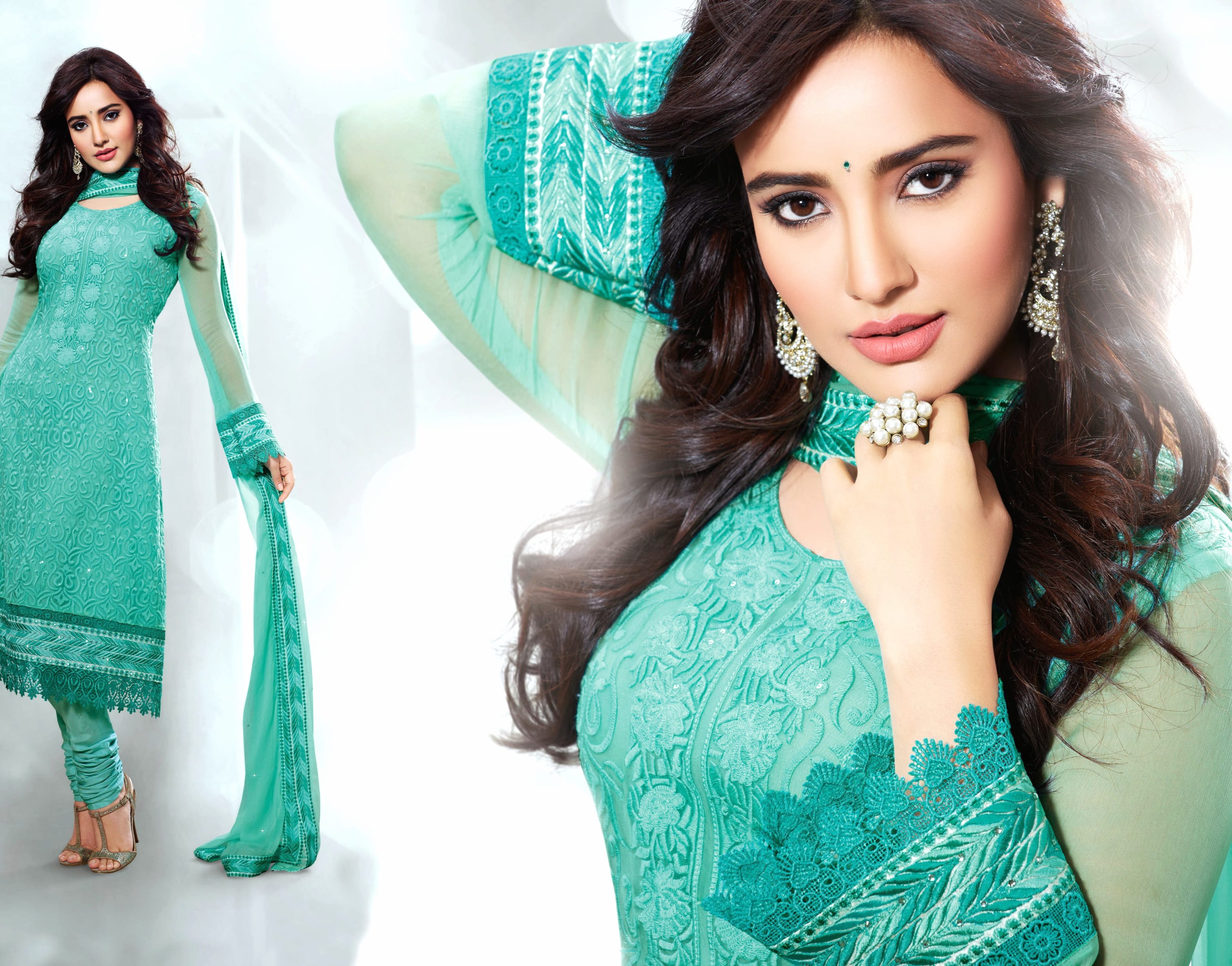 HD Wallpaper of Neha Sharma in Traditional Indian Attire at 1366 x 768 HD size wallpapers HD quality