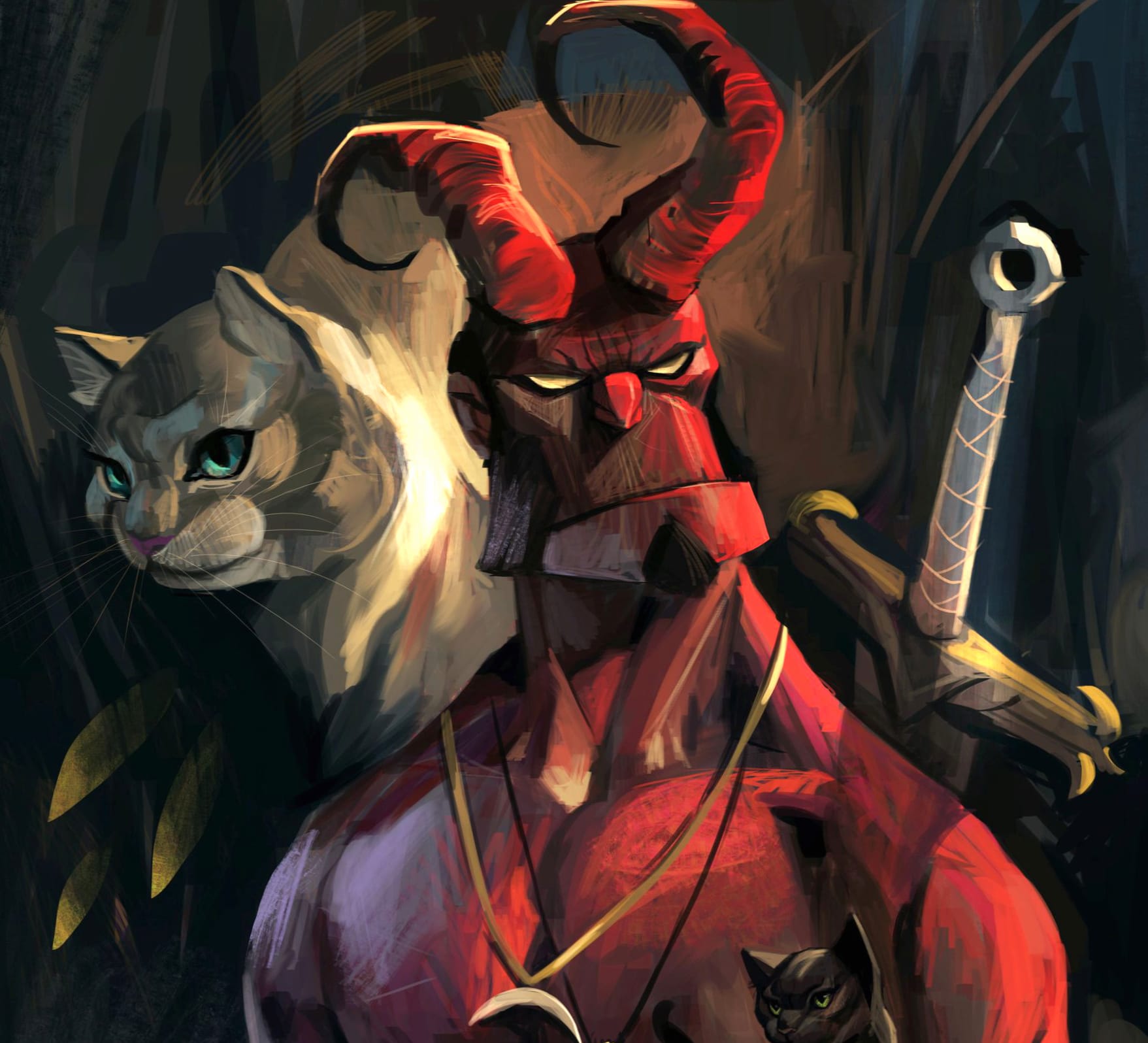 Hellboy and Cat Comic wallpapers HD quality