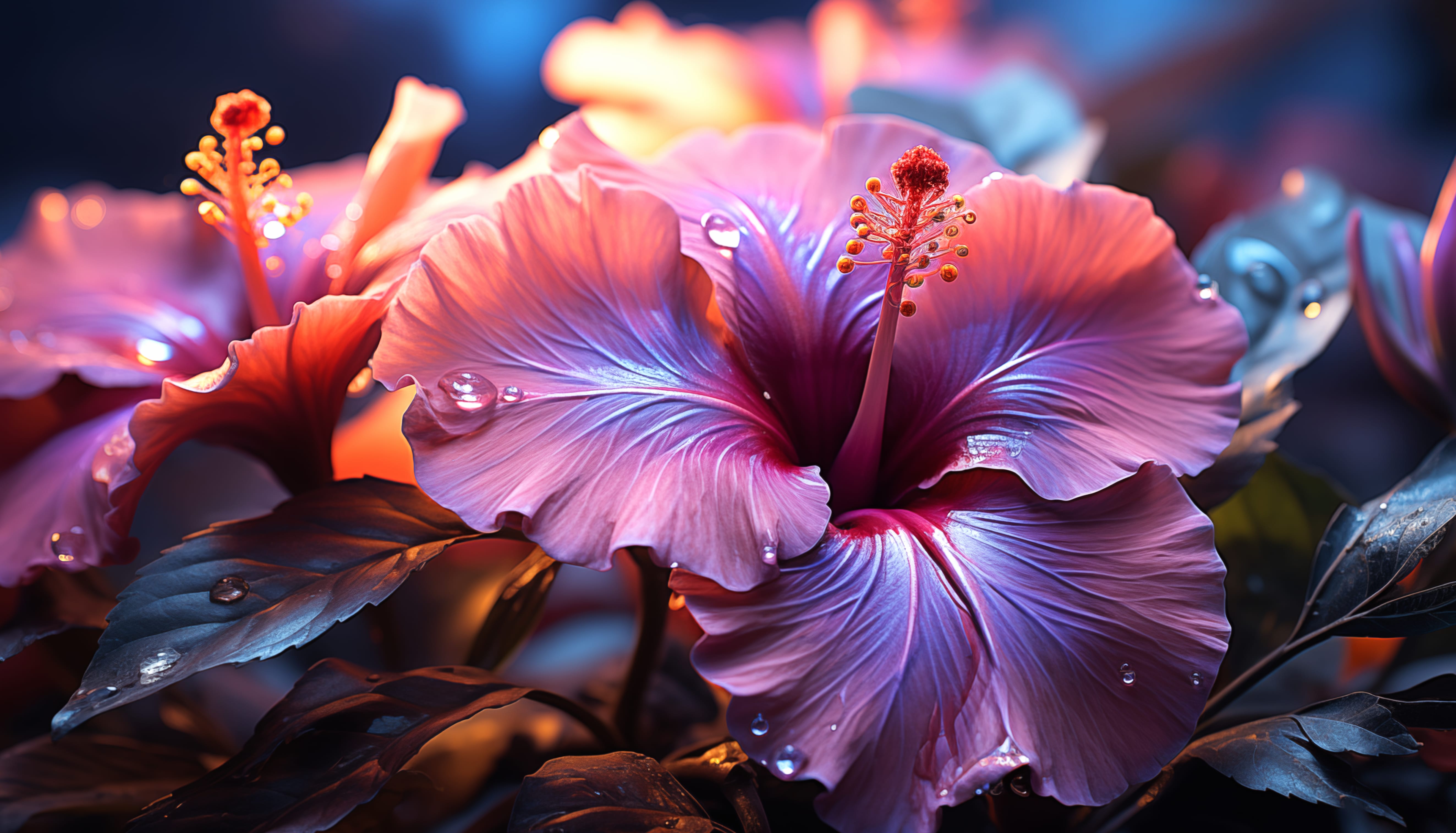 Hibiscus Bloom - Exotic Flower Desktop Background at 320 x 480 iPhone size wallpapers HD quality