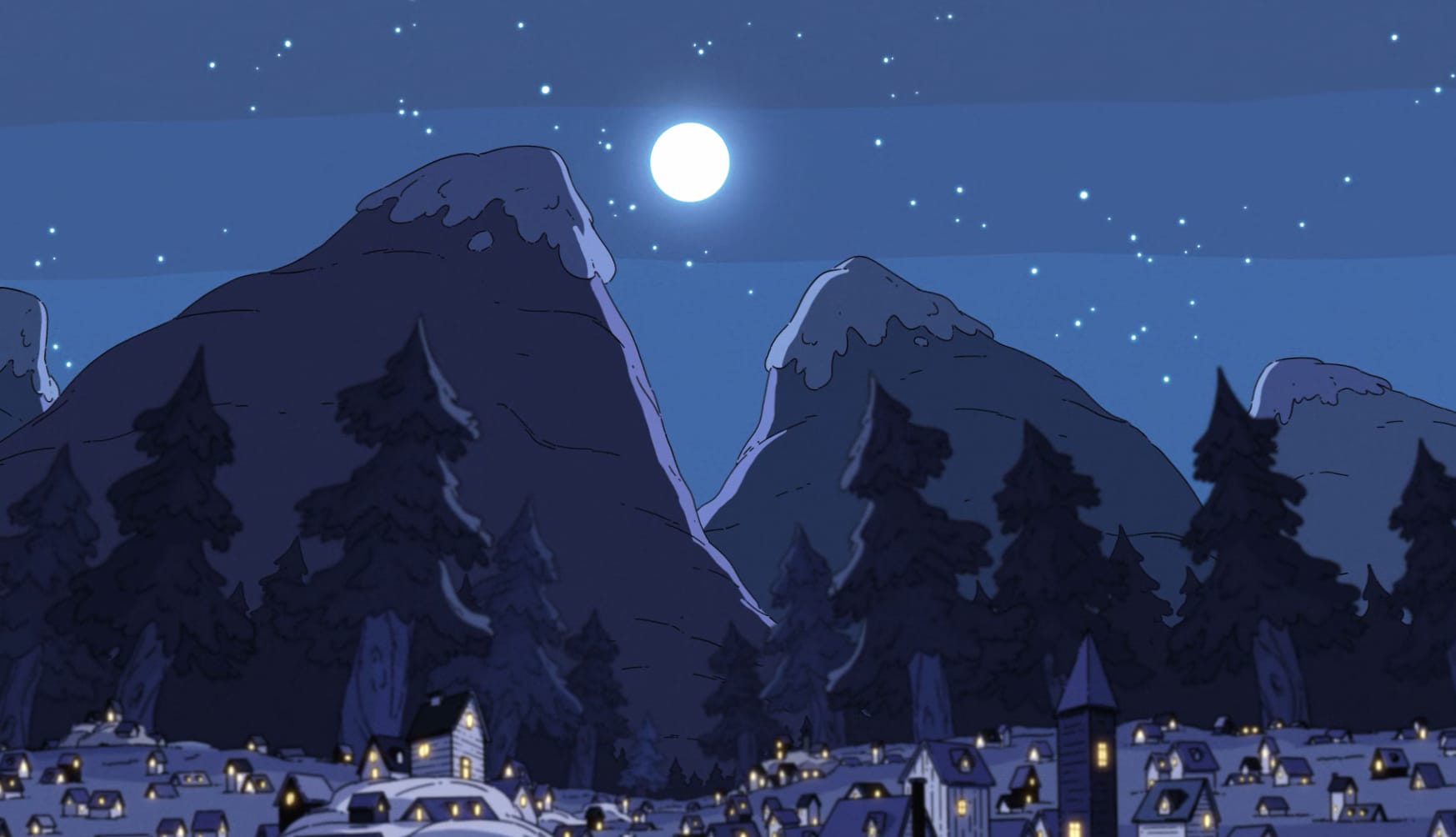 Hilda-Inspired Moonlit Mountains at 2048 x 2048 iPad size wallpapers HD quality