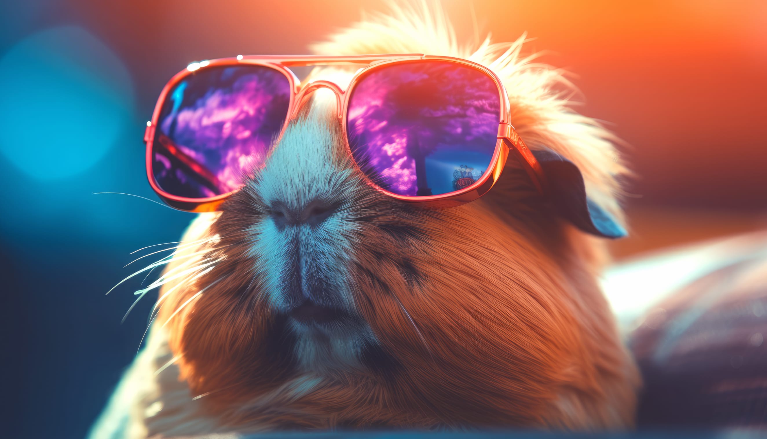 Hipster Guinea Pig in Sunglasses - AI Art wallpapers HD quality