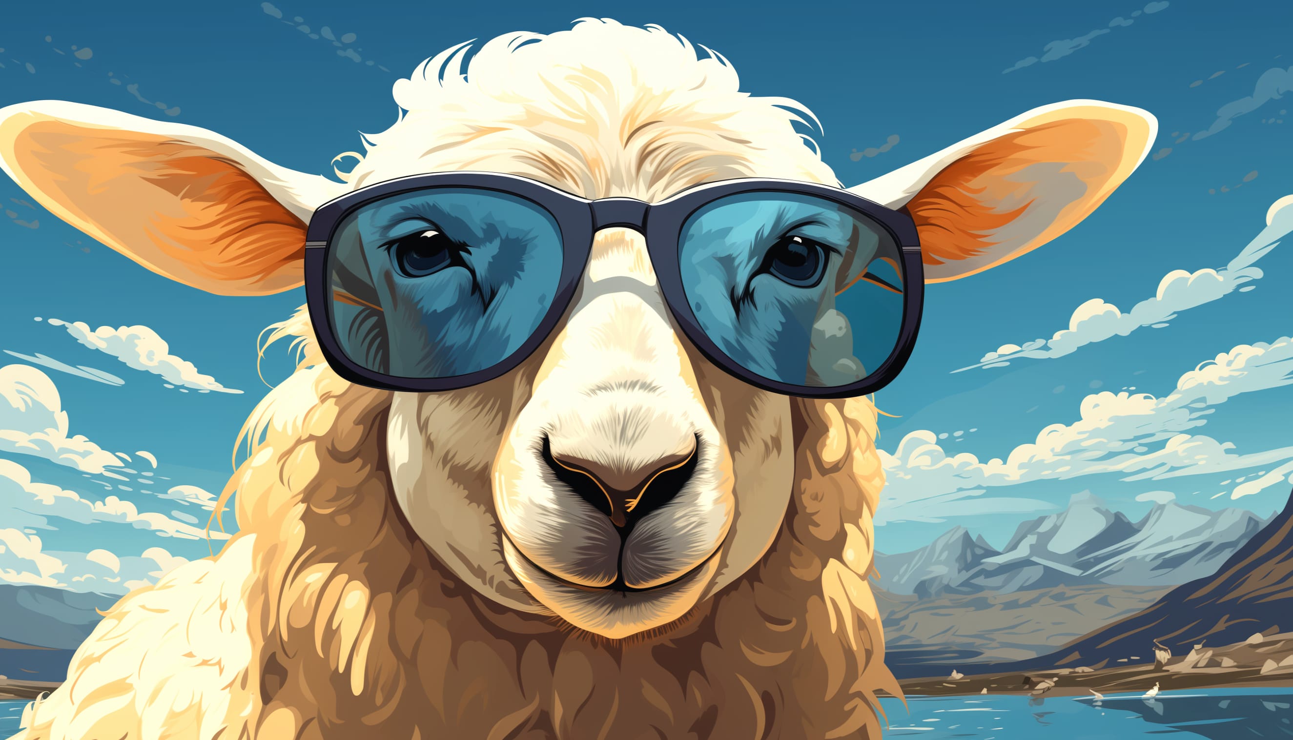 Hipster Sheep with Sunglasses wallpapers HD quality