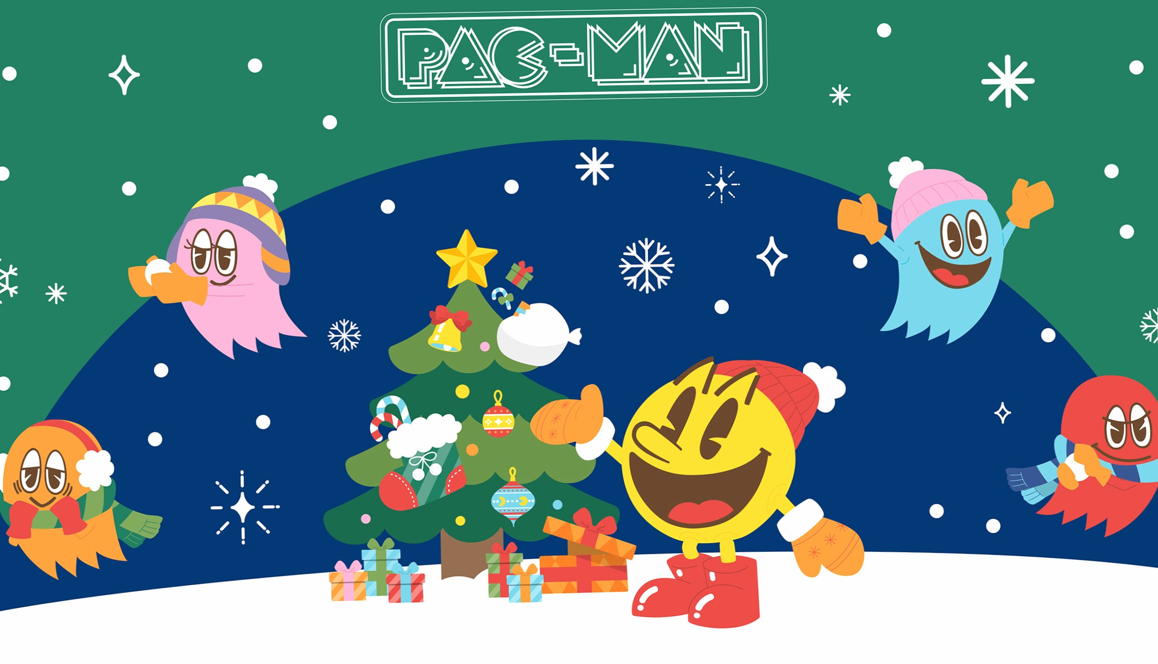 Holiday-Themed Pac-Man for Desktop wallpapers HD quality