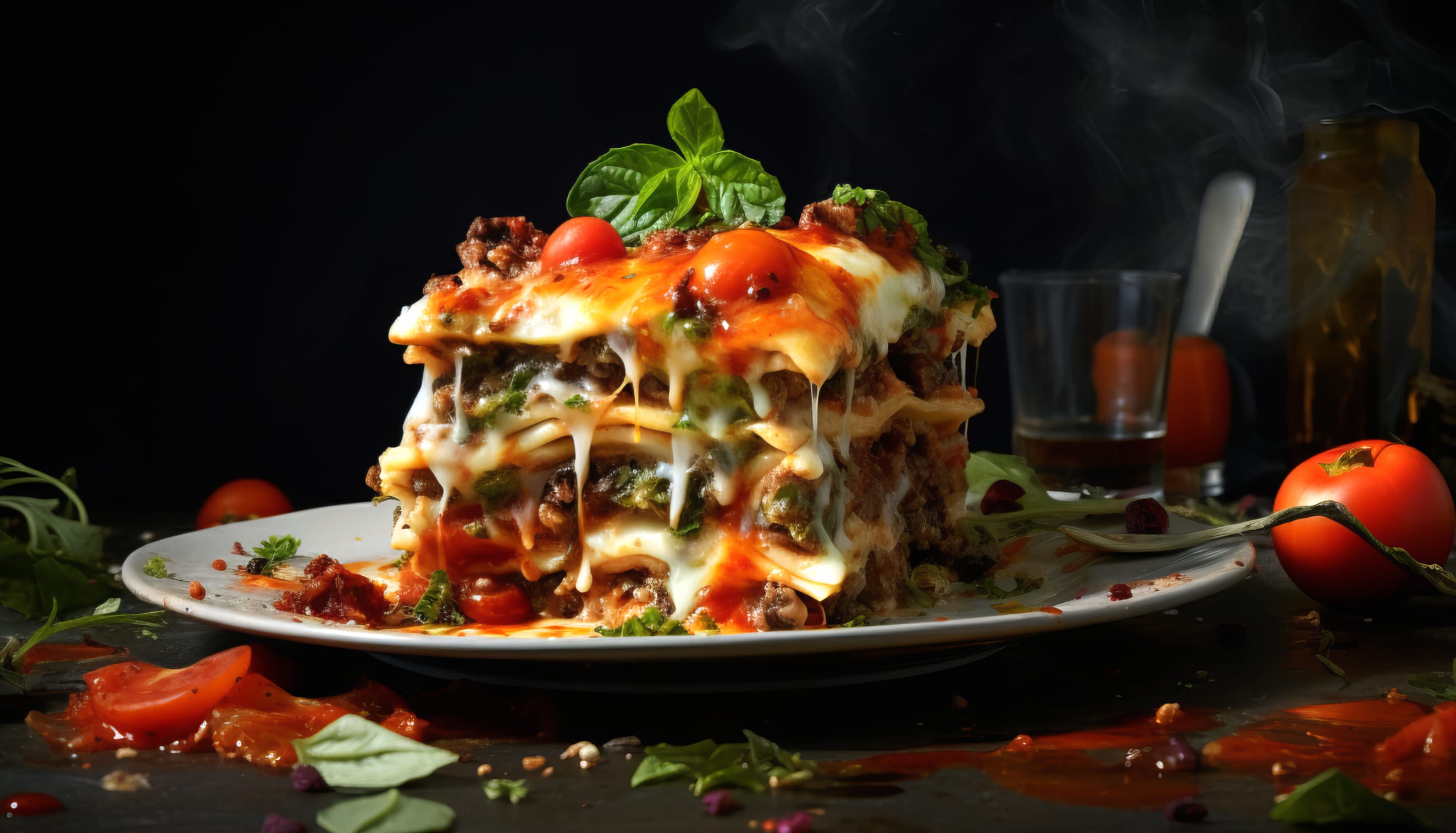 Homemade Gourmet Lasagna - AI Art Kitchen Series at 640 x 960 iPhone 4 size wallpapers HD quality