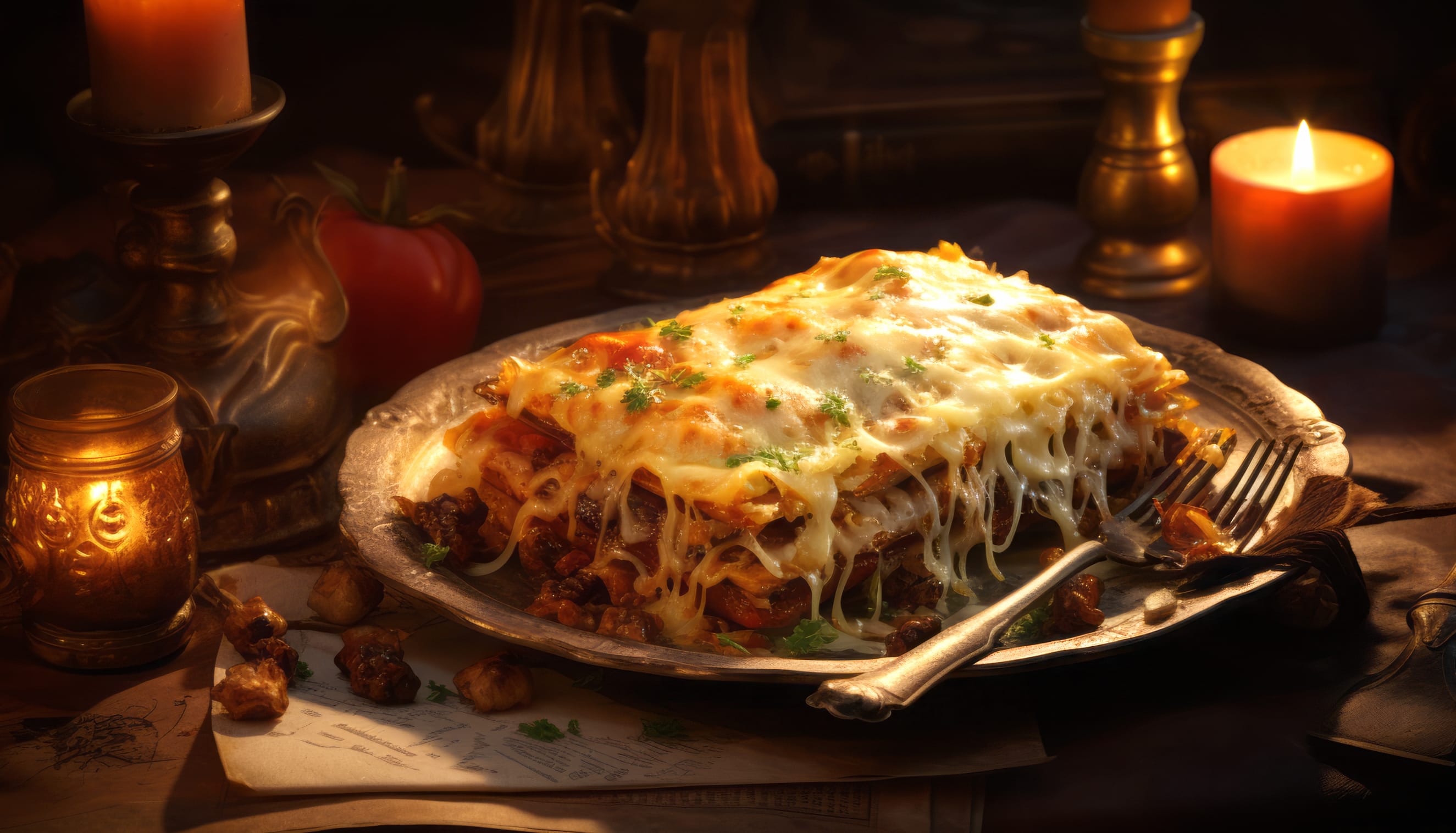 Homemade Lasagna Delight - AI Art at 640 x 960 iPhone 4 size wallpapers HD quality