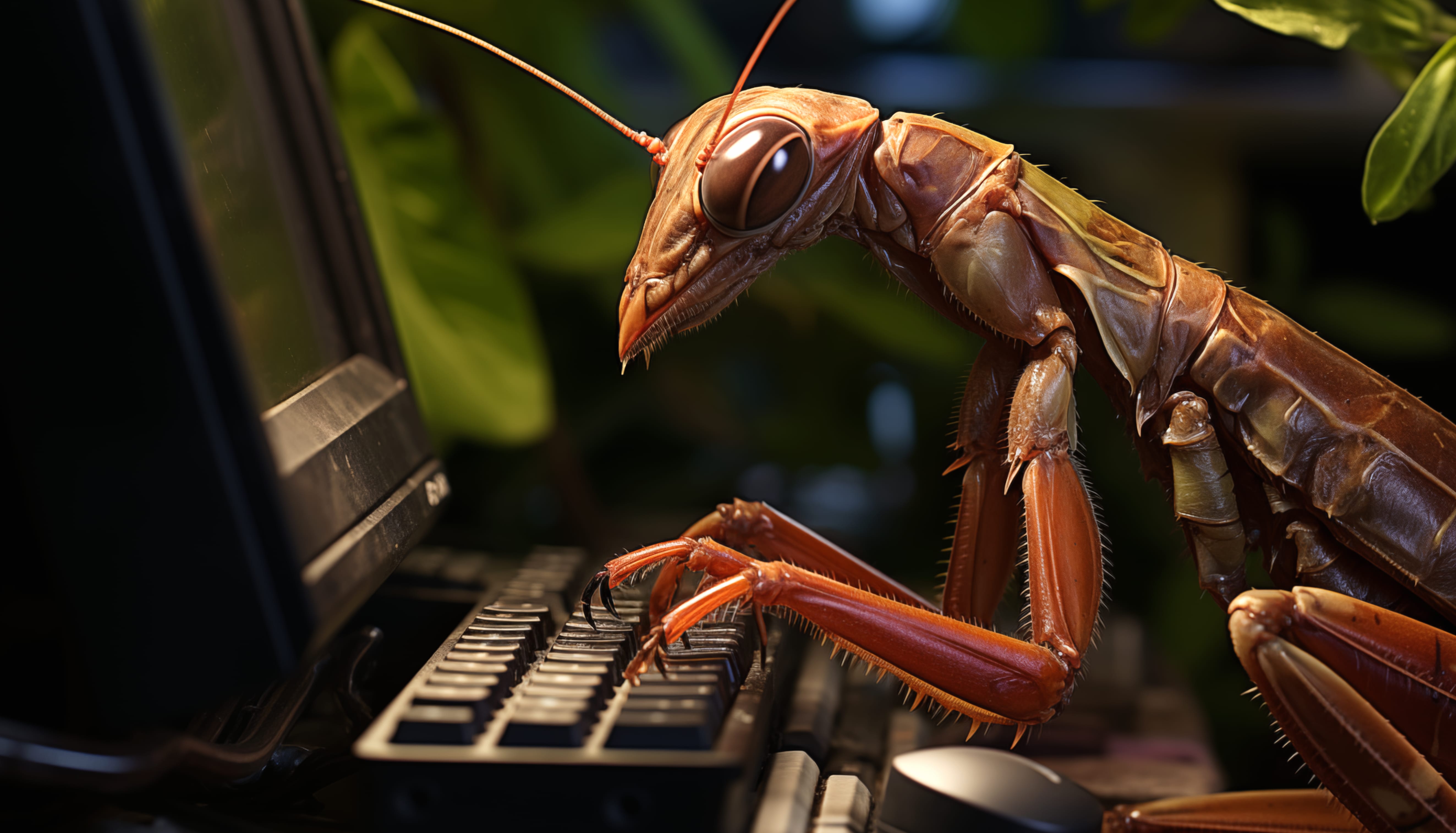 Humorous Praying Mantis Typing - wallpapers HD Humorous Praying Mantis Typing - wallpapers HD quality